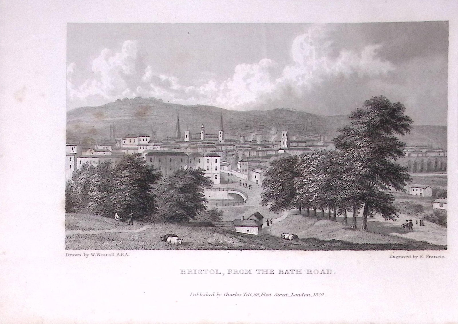 Bristol From The Bath Road 196 Years-Old Antique Steel Engraving-60-TR: Title: Bristol From The Bath Road 196 Years-Old Antique Steel Engraving-60-TR Description: This Steel Engraved Print Has Been Removed from an Antique Edition of. Great Britain Illustrated by W