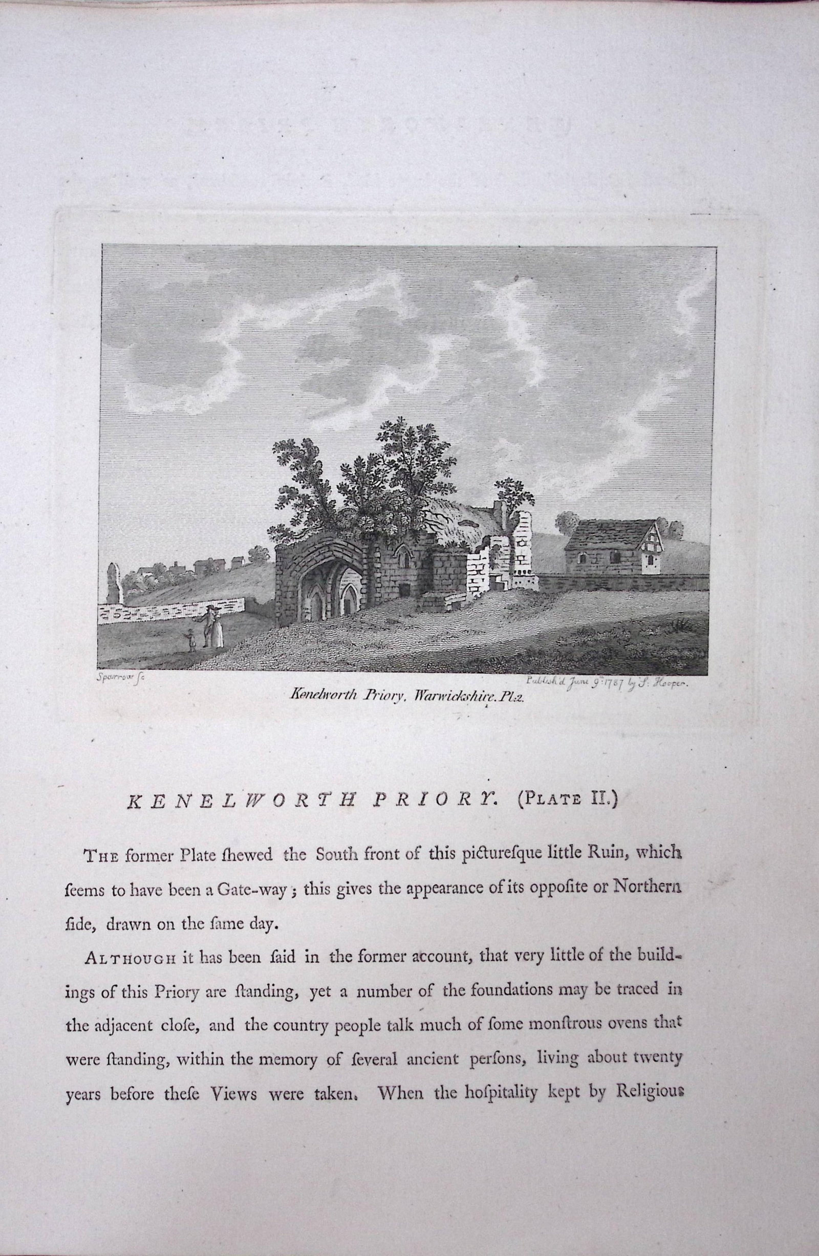 Warwickshire Kenilworth Priory F. Grose Antique Copper Engraving-19-TR: Title: Warwickshire Kenilworth Priory F. Grose Antique Copper Engraving-19-TR Description: This Antique Book Plate Was Removed from Francis Grose's Antiquities of England &Wales Published 