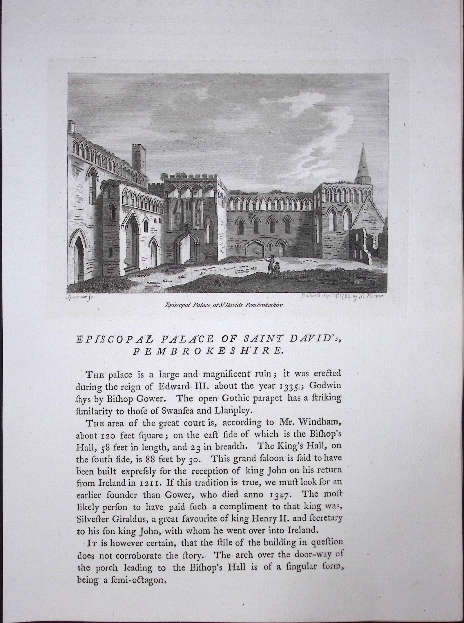 Wales Saint Davids Pembrokeshire F. Grose Antique Copper Engraving-43-TR: Title: Wales Saint Davids Pembrokeshire F. Grose Antique Copper Engraving-43-TR Description: This Antique Book Plate Was Removed from Francis Grose's Antiquities of England &Wales Published 