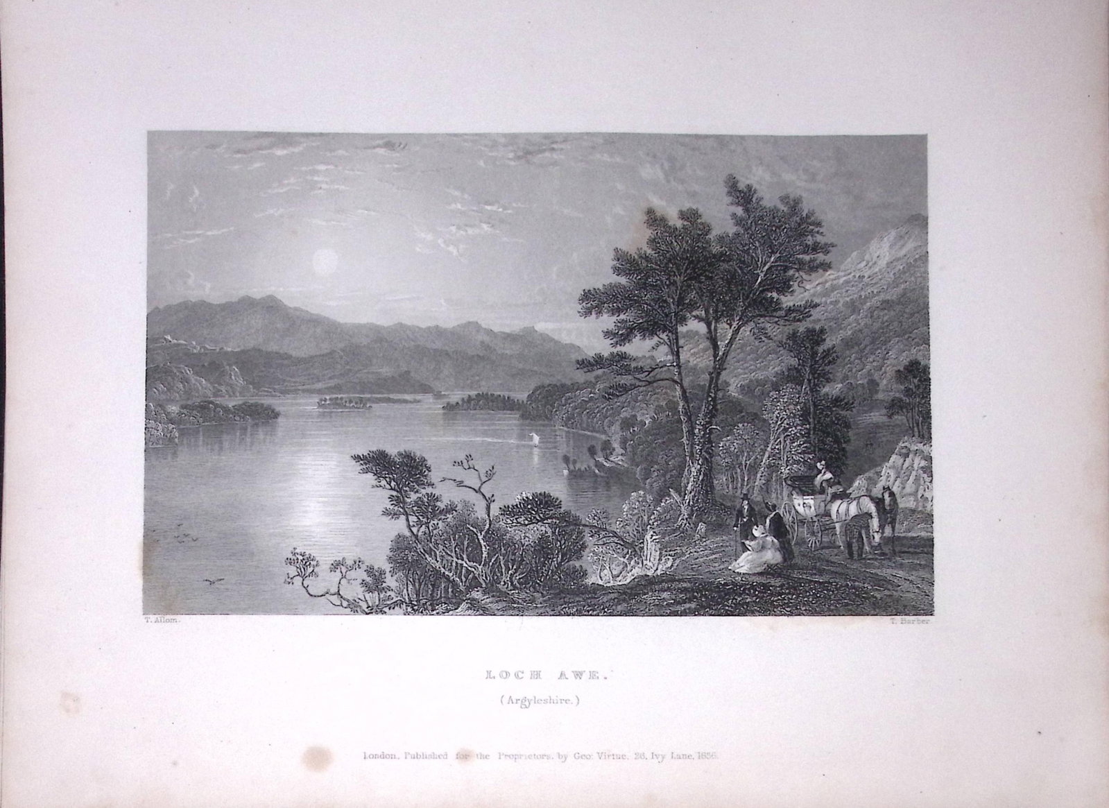 Loch Awe Argyllshire Scotland 188 Years-Old Antique Steel Engraving-44 (1 of 2)