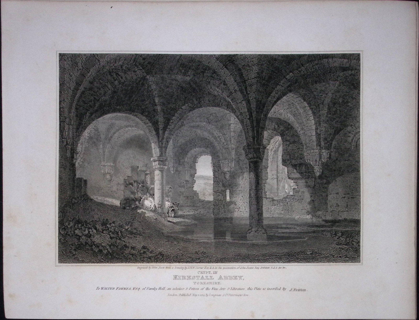 Kirkstall Abbey Yorkshire 190 Years-Old Rare John Britton Antique Steel Engraving-103: Title: Kirkstall Abbey Yorkshire 190 Years-Old Rare John Britton Antique Steel Engraving-103 Description: This 191 Years-Old Steel Gilt-Edged Engraved Plate Has Been Removed from an Antique Edition
