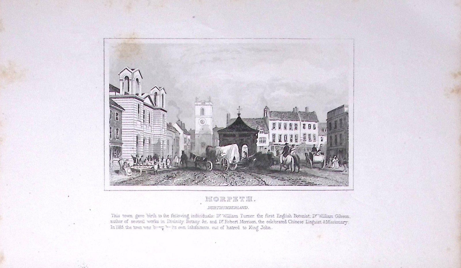 Morpeth Northumberland Dugdale & Archer Antique 180 Years-Old Copper Plate Print-19 (1 of 1)
