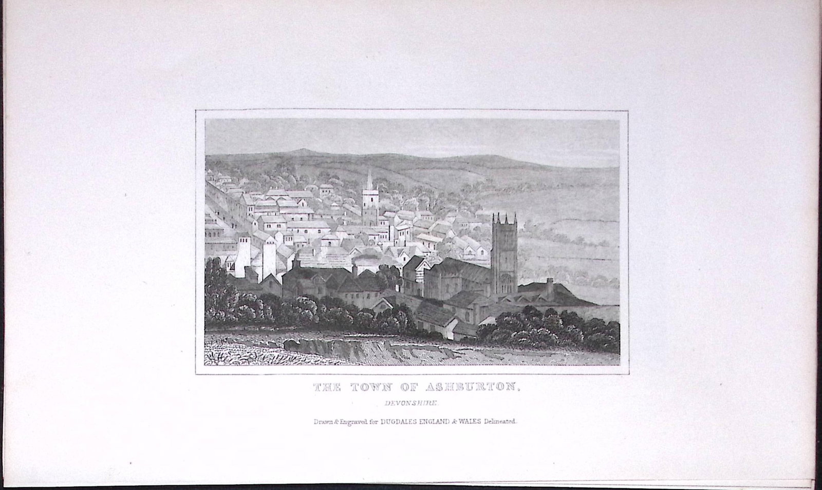 Ashburton Devonshire Dugdale & Archer Antique 180 Years-Old Copper Plate Print-17 (1 of 1)