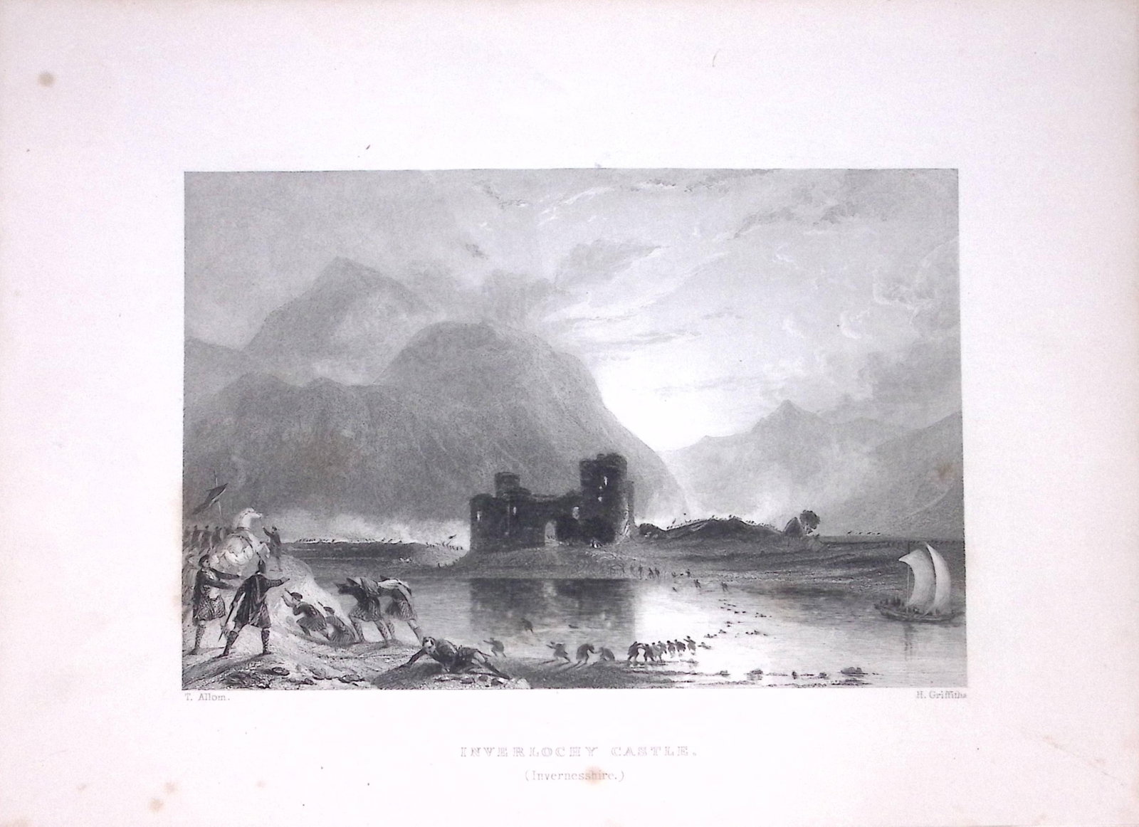 Inverlochy Castle Scotland W Beattie 188 Years-Old Antique Steel Engraving-35 (1 of 2)