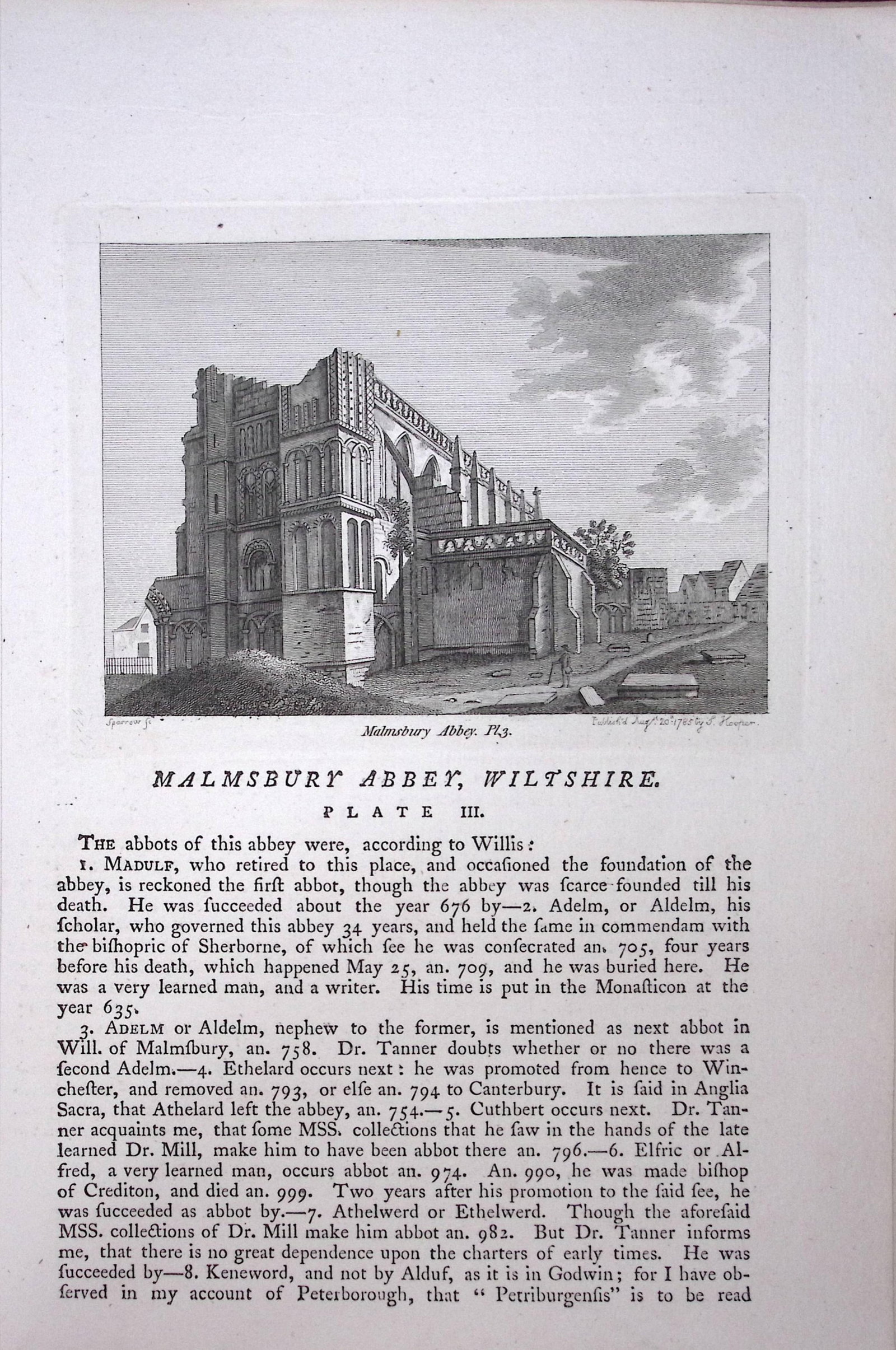 Wiltshire Malmsbury Abbey F. Grose Antique Copper Engraving-20-TR (1 of 2)