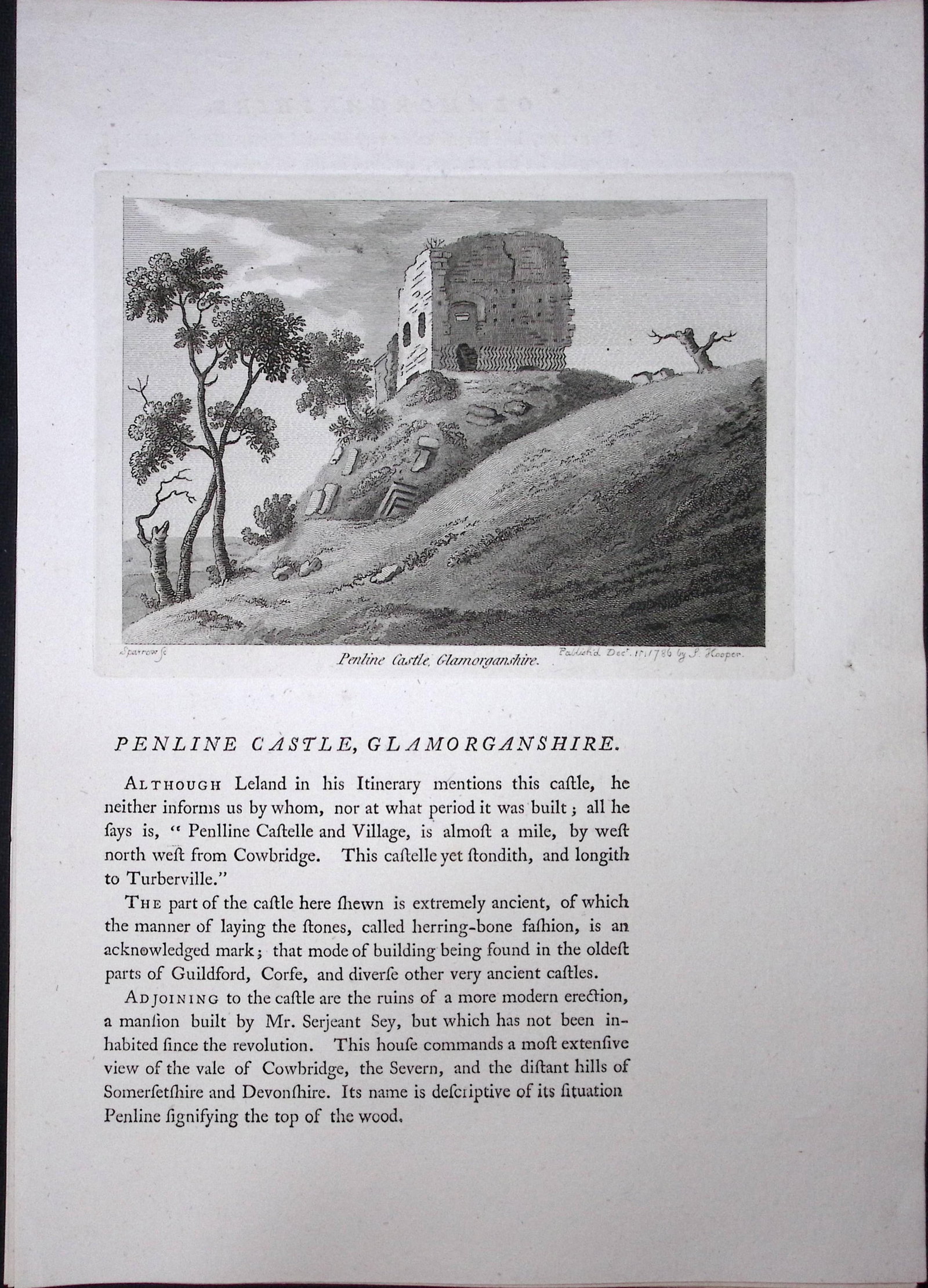 Wales Penline Castle Glamorgan F. Grose Antique Copper Engraving-55-TR: Title: Wales Penline Castle Glamorgan F. Grose Antique Copper Engraving-55-TR Description: This Antique Book Plate Was Removed from Francis Grose's Antiquities of England &Wales Published 