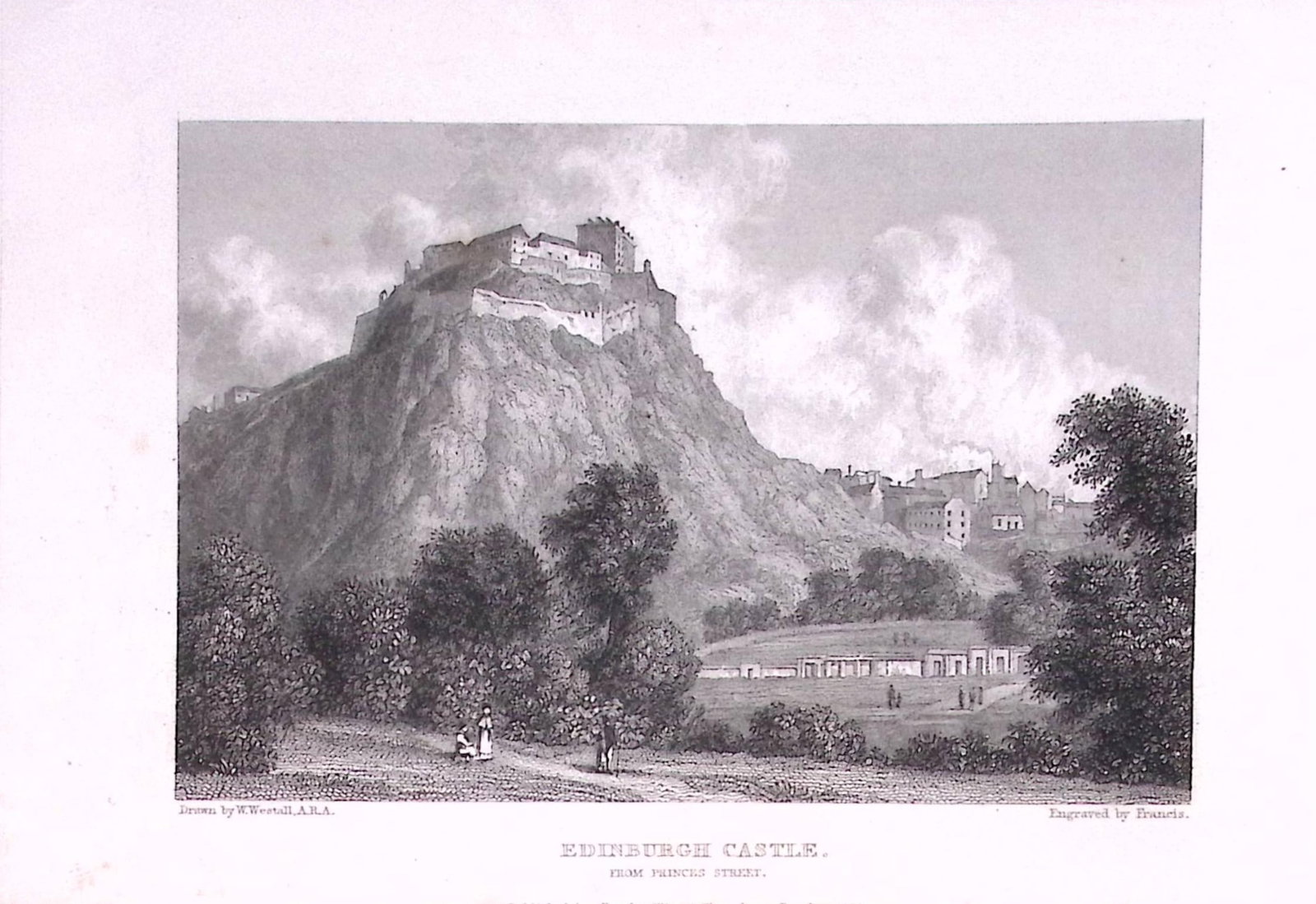 Edinburgh Castle Scotland 196 Years-Old Antique Steel Engraving-8-TR: Title: Edinburgh Castle Scotland 196 Years-Old Antique Steel Engraving-8-TR Description: This Steel Engraved Print Has Been Removed from an Antique Edition of. Great Britain Illustrated by William