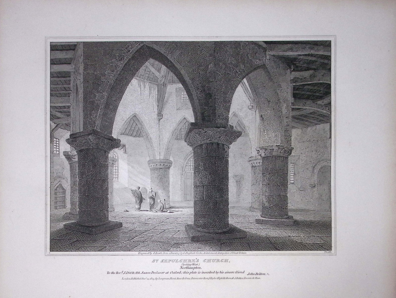 Holy Sepulchre Northampton Rare John Britton 191 Years-Old Antique Steel Engraving-20: Title: Holy Sepulchre Northampton Rare John Britton 191 Years-Old Antique Steel Engraving-20 Description: This 191 Years-Old Steel Gilt-Edged Engraved Plate Has Been Removed from an Antique Edition