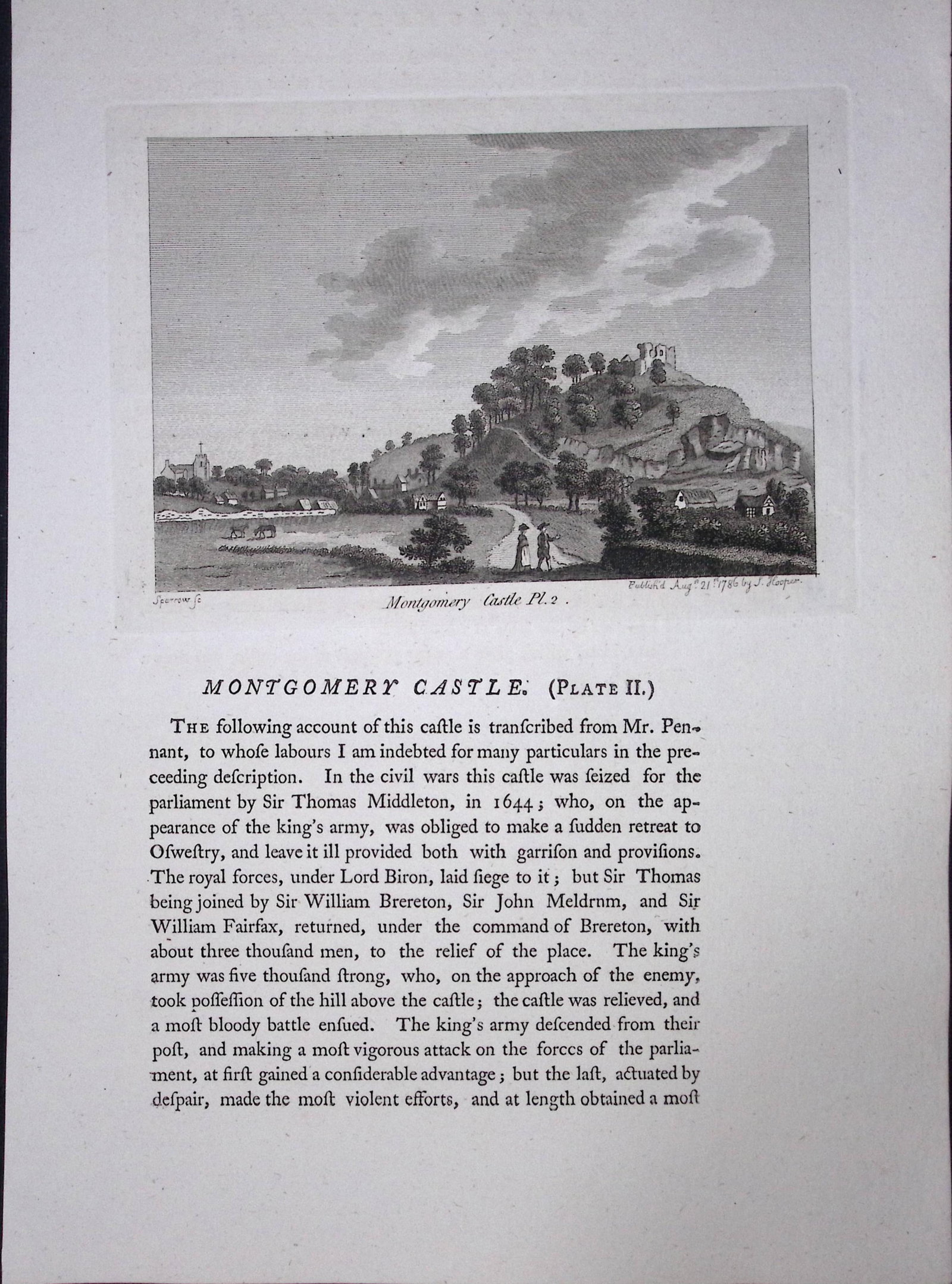 Wales Montgomery Castle F. Grose Antique Copper Engraving-40-TR: Title: Wales Montgomery Castle F. Grose Antique Copper Engraving-40-TR Description: This Antique Book Plate Was Removed from Francis Grose's Antiquities of England &Wales Published (Circa)