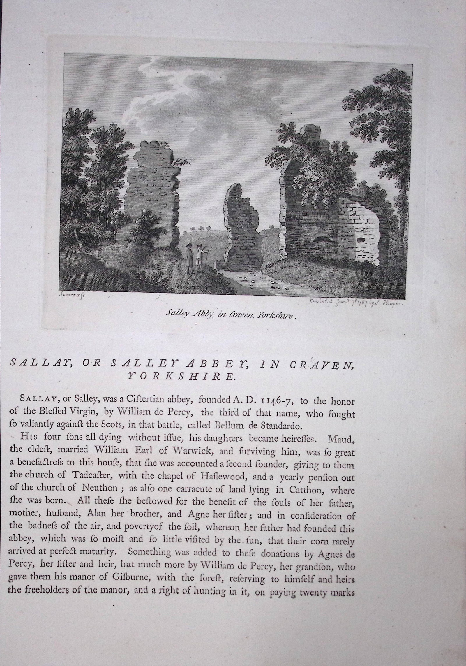 Yorkshire Craven Salley Abbey Chapel F. Grose Antique Copper Engraving-37-TR (1 of 2)
