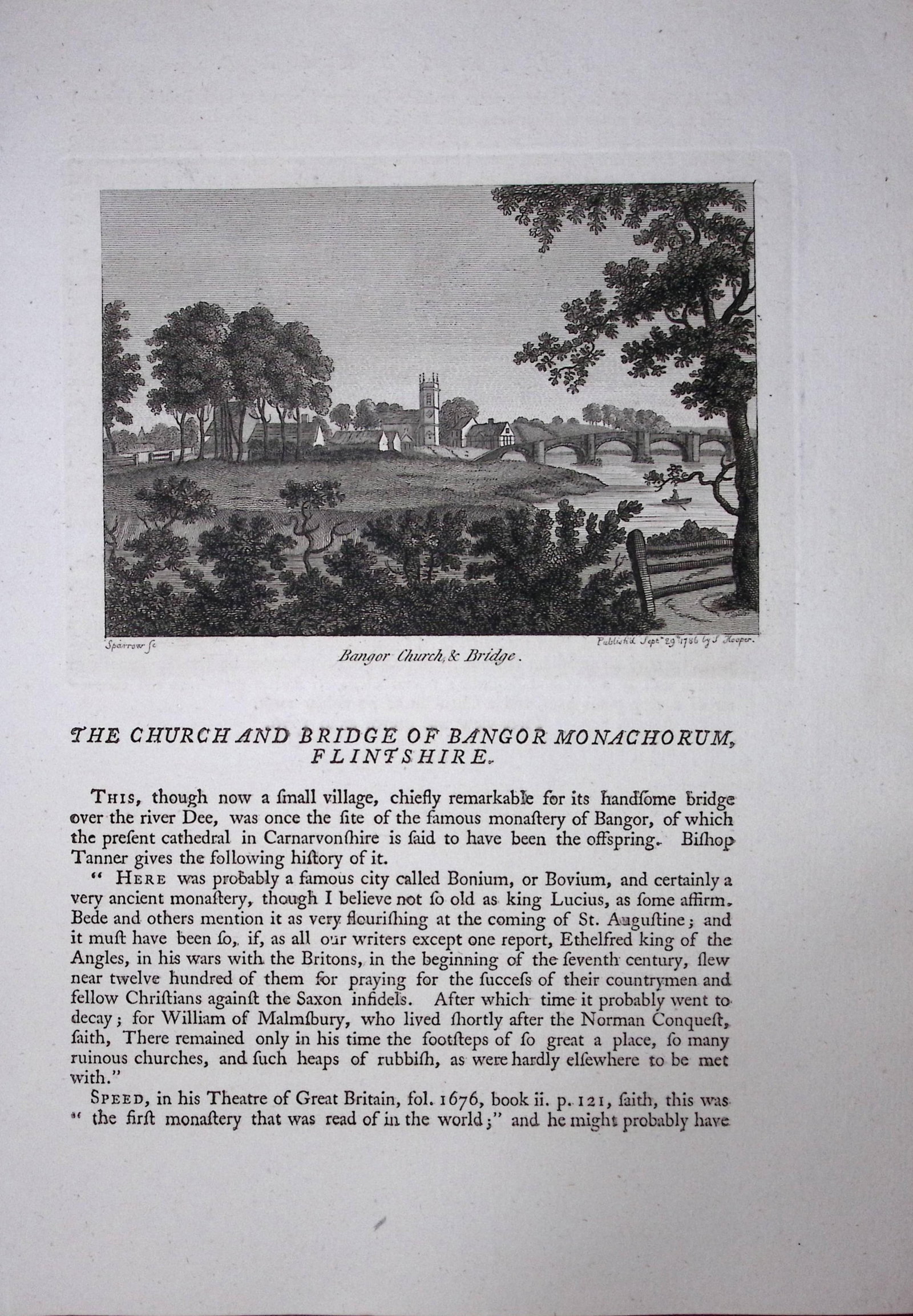 Wales Bangor Church & Bridge F. Grose Antique Copper Engraving-48-TR (1 of 2)
