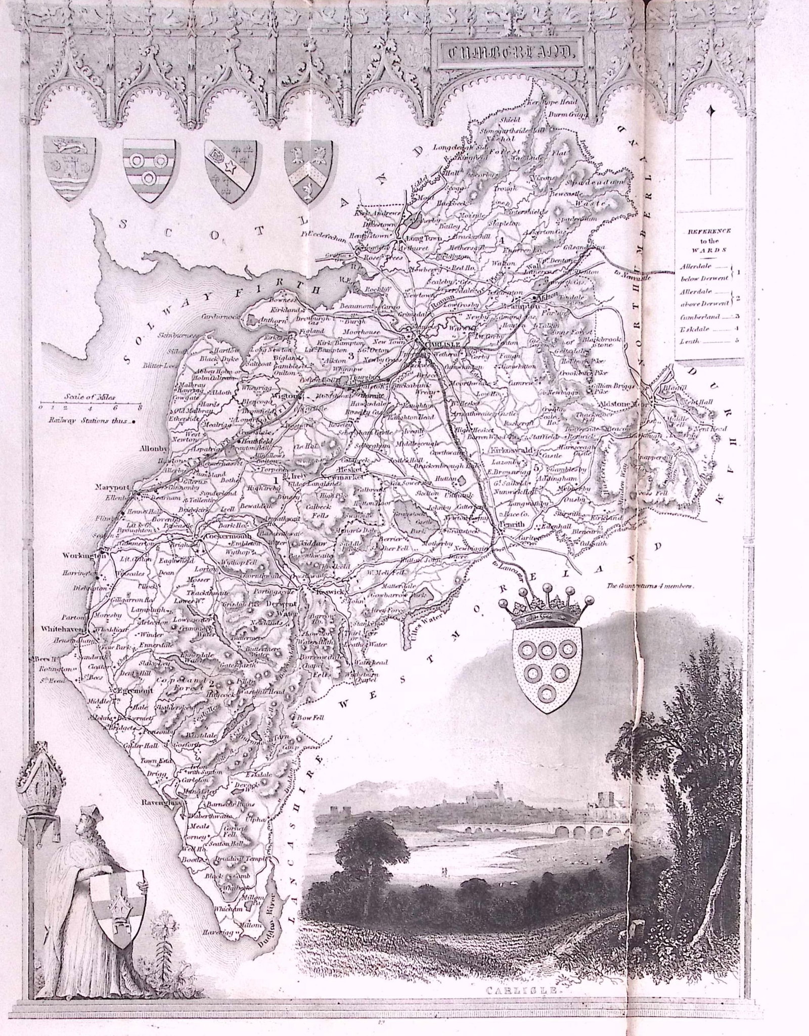 County Cumbria Detailed 178 years-Old Antique Steel Engraving Map-10-TR (1 of 2)