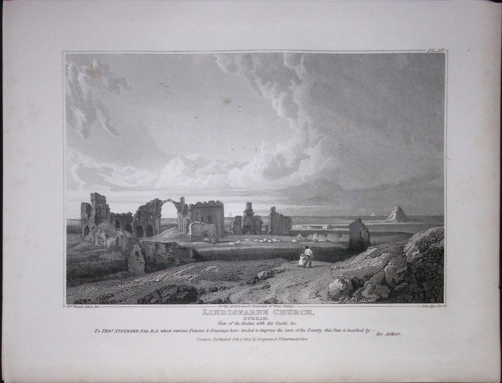 Lindisfarne Church Durham 190 Years-Old Rare John Britton Antique Steel Engraving-83: Title: Lindisfarne Church Durham 190 Years-Old Rare John Britton Antique Steel Engraving-83 Description: This 191 Years-Old Steel Gilt-Edged Engraved Plate Has Been Removed from an Antique Edition