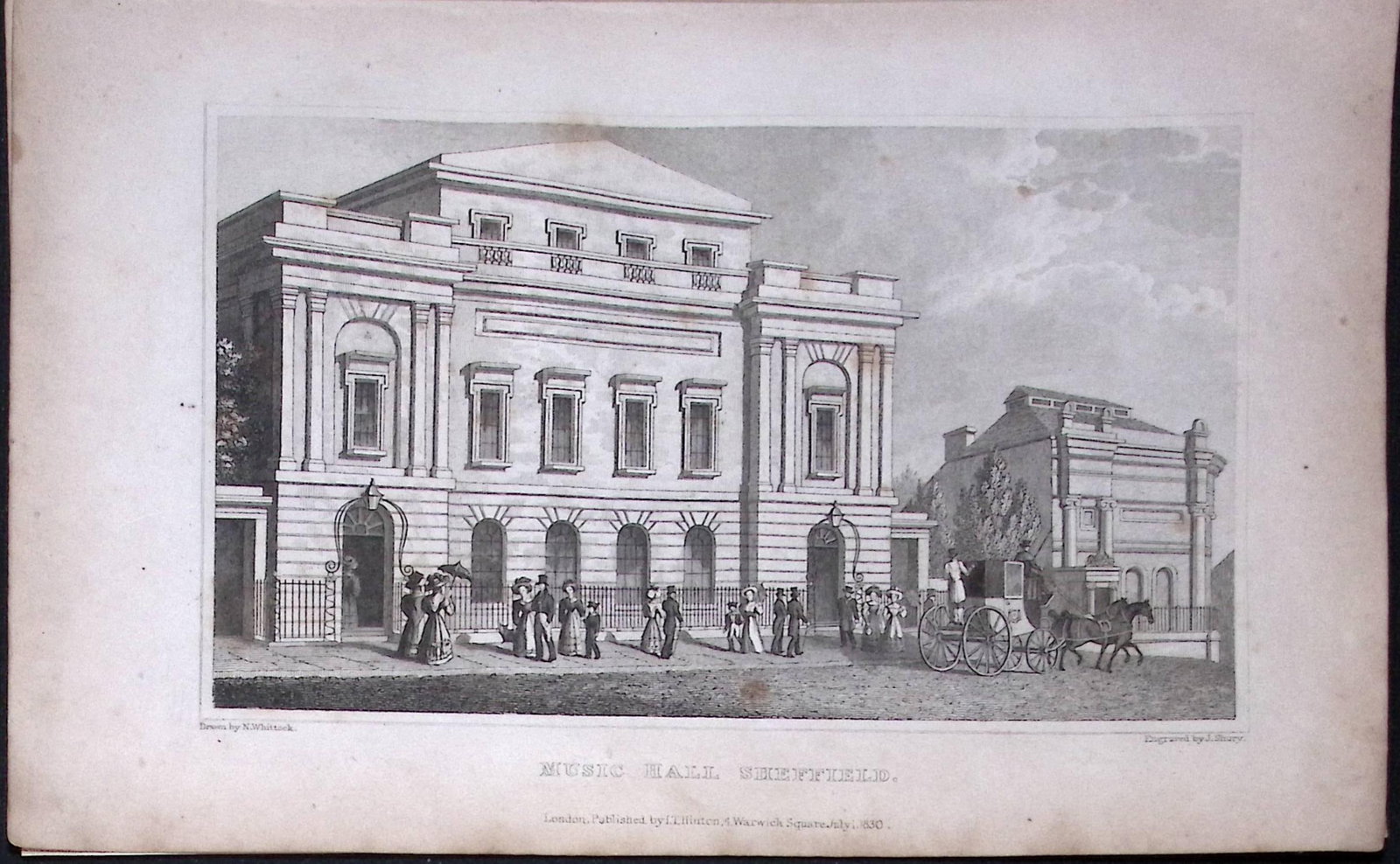 Sheffield Music Hall Yorkshire 198 Years-Old Thomas Allen Antique Steel Engraving-47 (1 of 1)