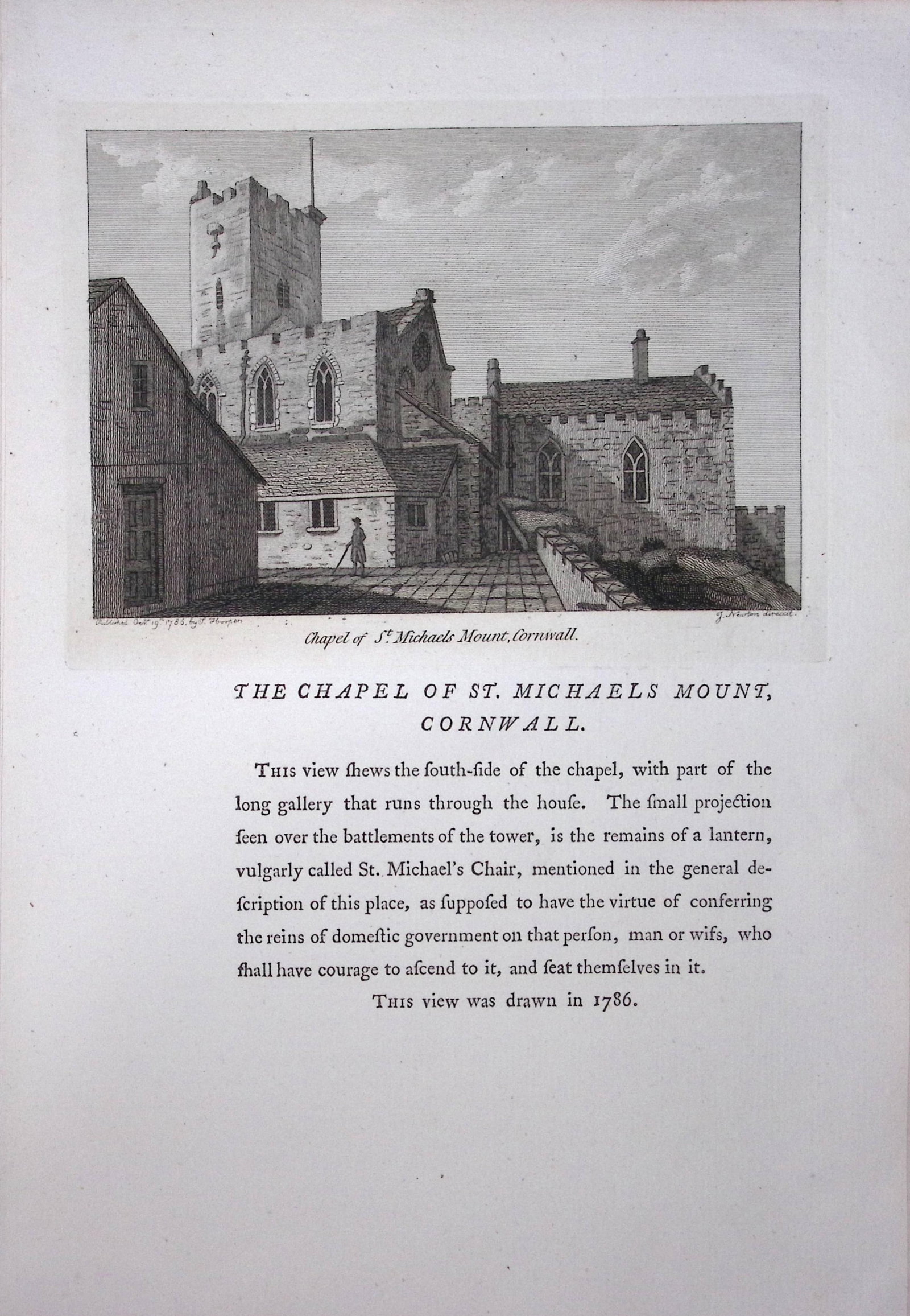 Cornwall St Michael’s Mount Chapel F. Grose Antique Copper Engraving-8-TR: Title: Cornwall St Michael’s Mount Chapel F. Grose Antique Copper Engraving-8-TR Description: This Antique Book Plate Was Removed from Francis Grose's Antiquities of England &Wales
