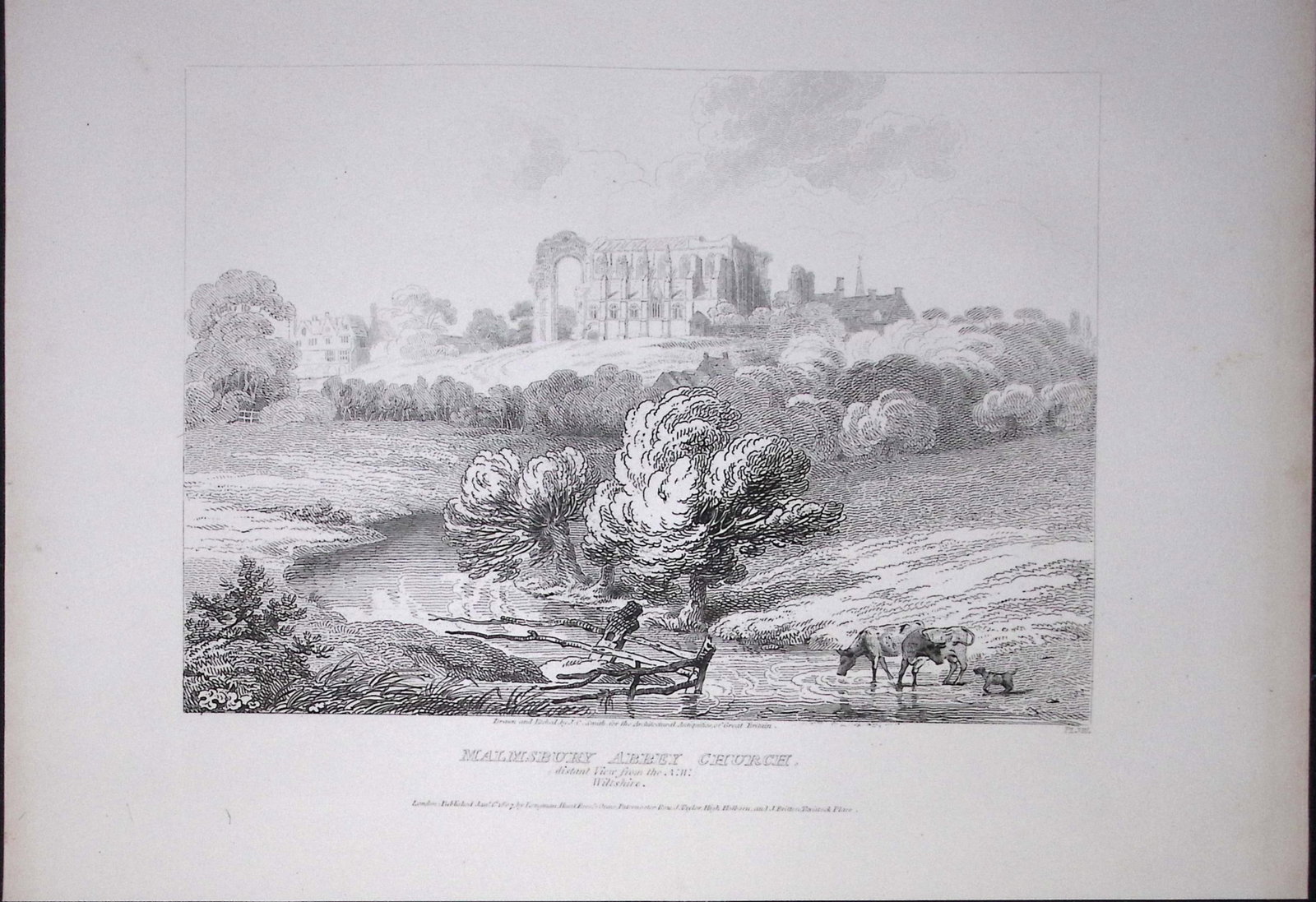 Malmsbury Church-Wiltshire 190 Years-Old Rare John Britton Antique Steel Engraving-50: Title: Malmsbury Church-Wiltshire 190 Years-Old Rare John Britton Antique Steel Engraving-50 Description: This 191 Years-Old Steel Engraved Plate Has Been Removed from an Antique Edition of. John