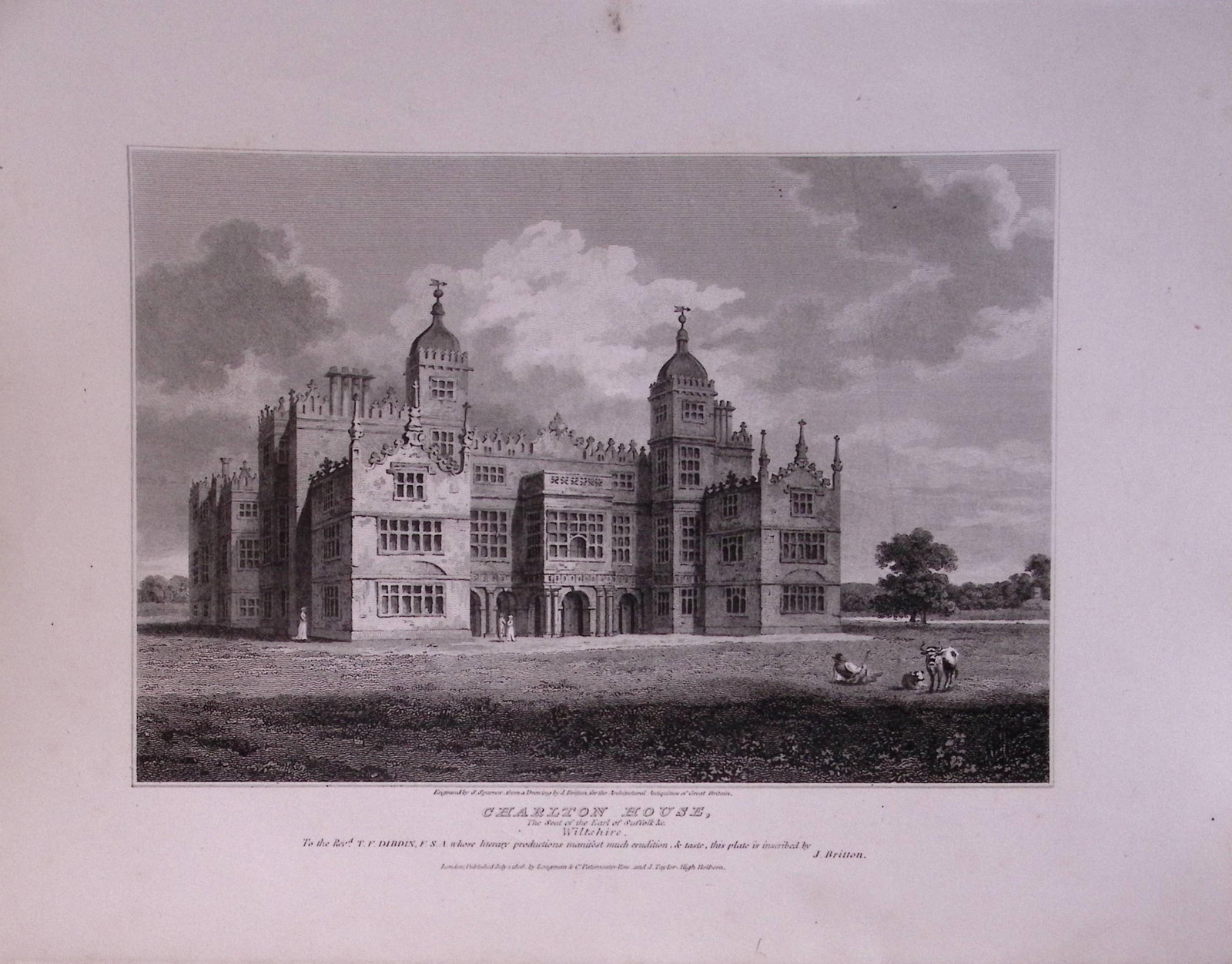 Charlton House Wiltshire 190 Years-Old John Britton Antique Steel Engraving-216: Title: Charlton House Wiltshire 190 Years-Old John Britton Antique Steel Engraving-216 Description: This 191 Years-Old Steel Engraved Plate Has Been Removed from an Antique Edition of. Joh