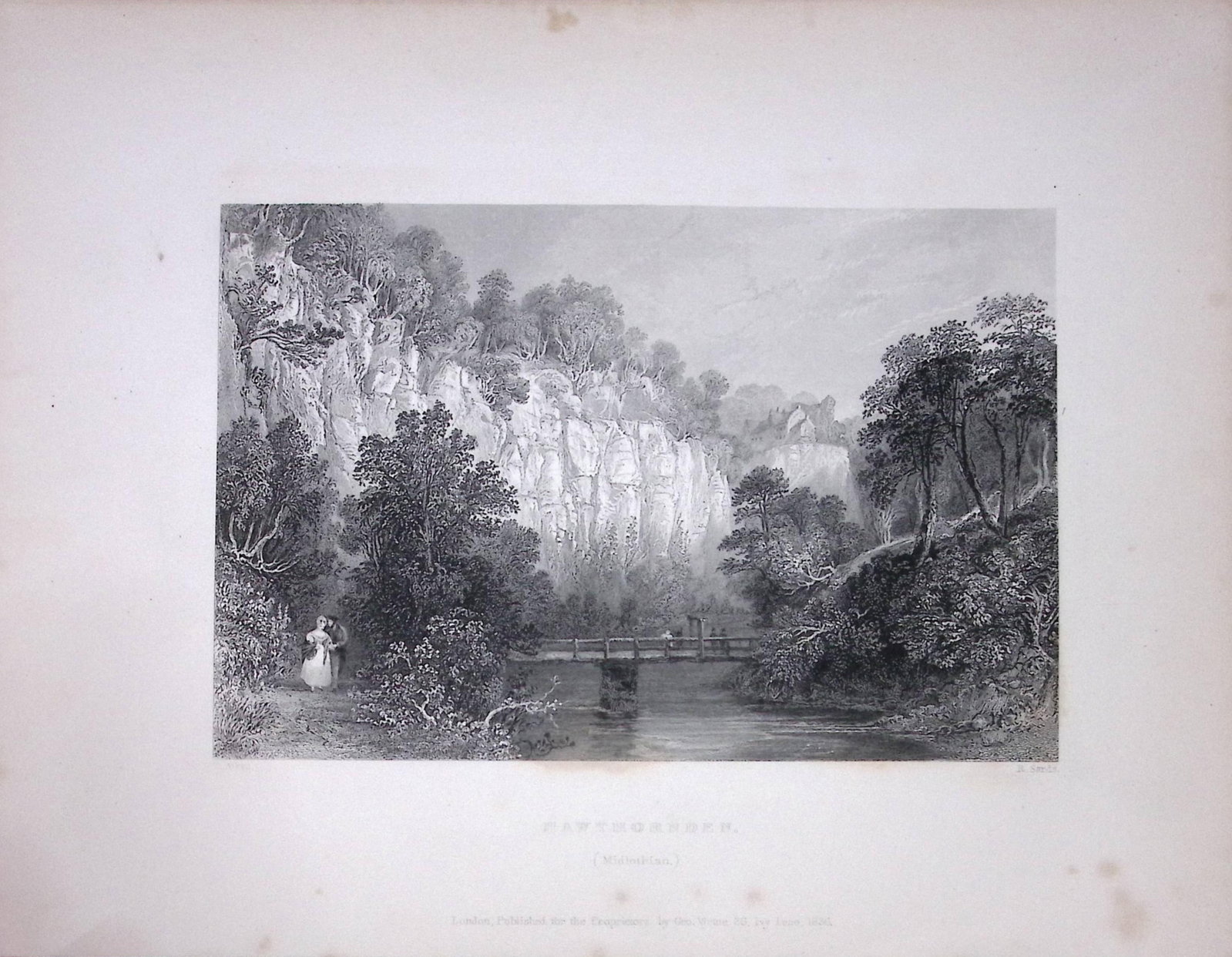 Hawthornden Midlothian Scotland 188 Years-Old Antique Steel Engraving-10 (1 of 2)