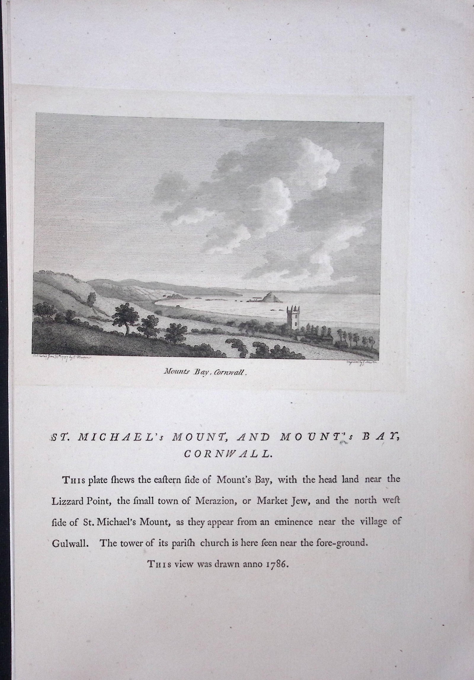 Cornwall St Michael’s Mount Bay Chapel F. Grose Antique Copper Engraving-12-TR: Title: Cornwall St Michael’s Mount Bay Chapel F. Grose Antique Copper Engraving-12-TR Description: This Antique Book Plate Was Removed from Francis Grose's Antiquities of England &Wales
