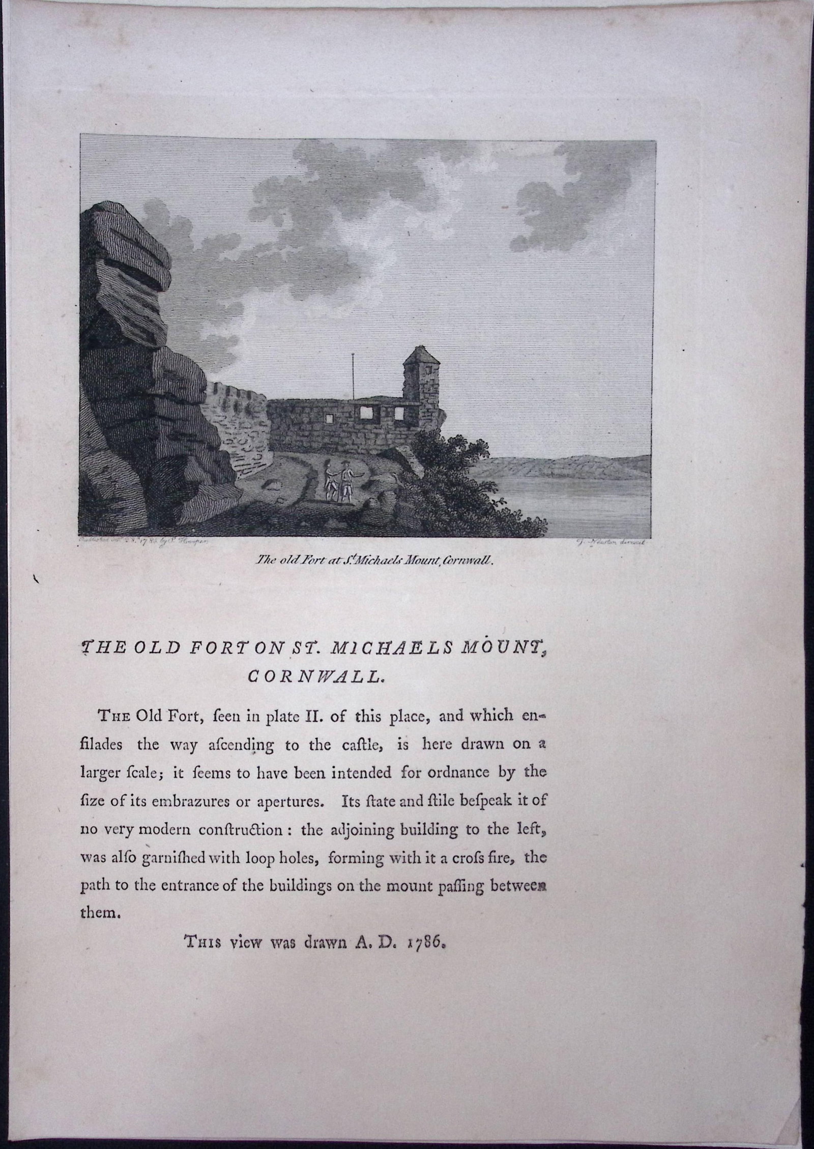 Cornwall St Michael’s Mount Old Fort F. Grose Antique Copper Engraving-10-TR: Title: Cornwall St Michael’s Mount Old Fort F. Grose Antique Copper Engraving-10-TR Description: This Antique Book Plate Was Removed from Francis Grose's Antiquities of England &Wales