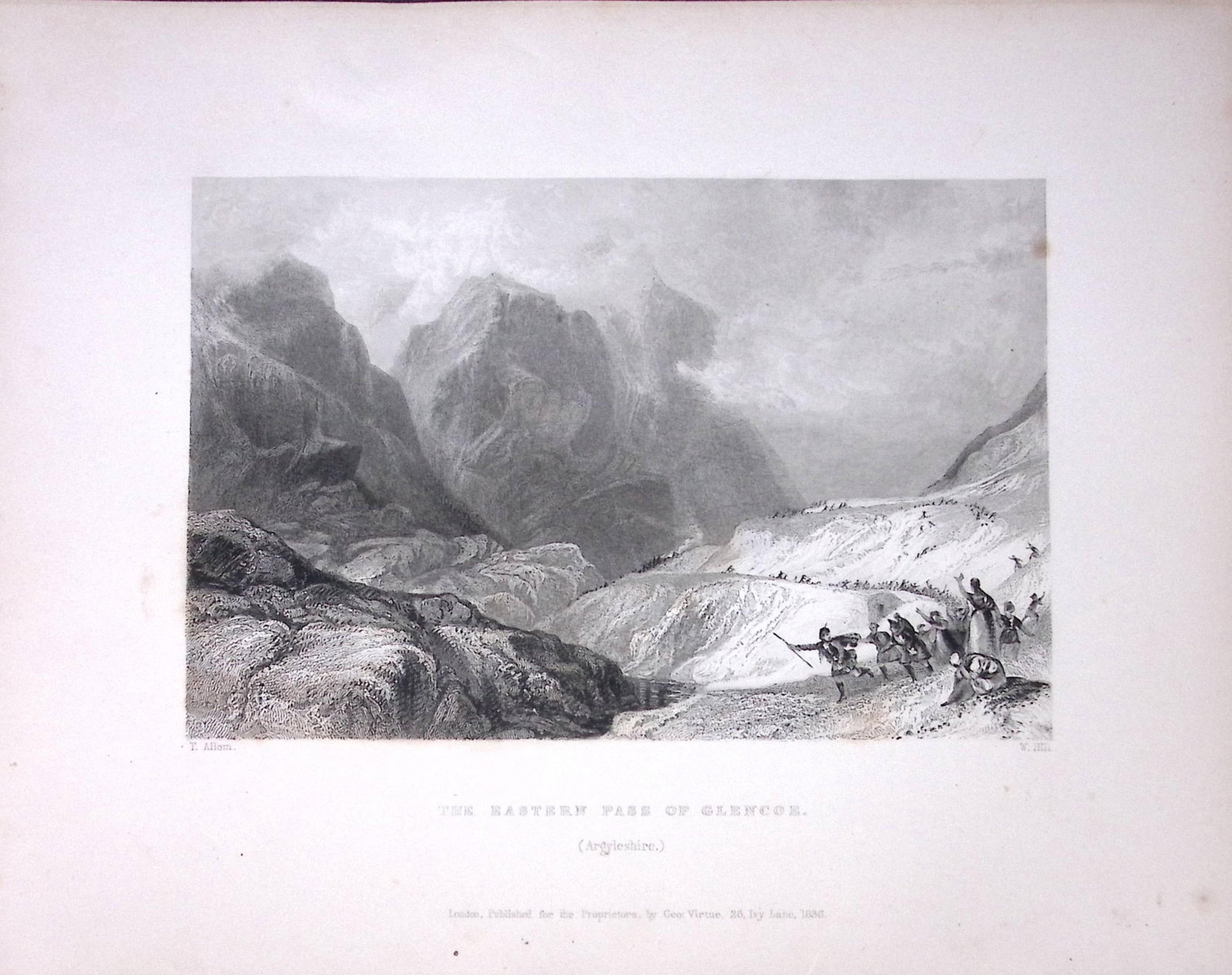 Glencoe Eastern Pass Scotland W Beattie 188 Years-Old Antique Steel Engraving-39 (1 of 2)