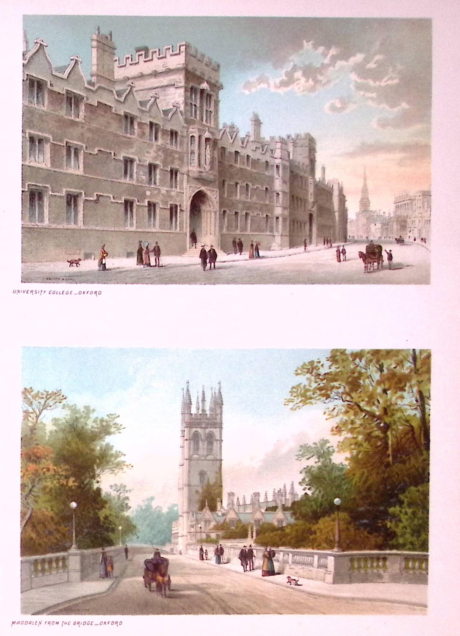 Oxford University College & Magdalen Victorian Antique Double Print-33: Title: Oxford University College & Magdalen Victorian Antique Double Print-33 Description: This Antique Illustration Has Been Removed from a First Edition of. English Scenery Cities, Lakes