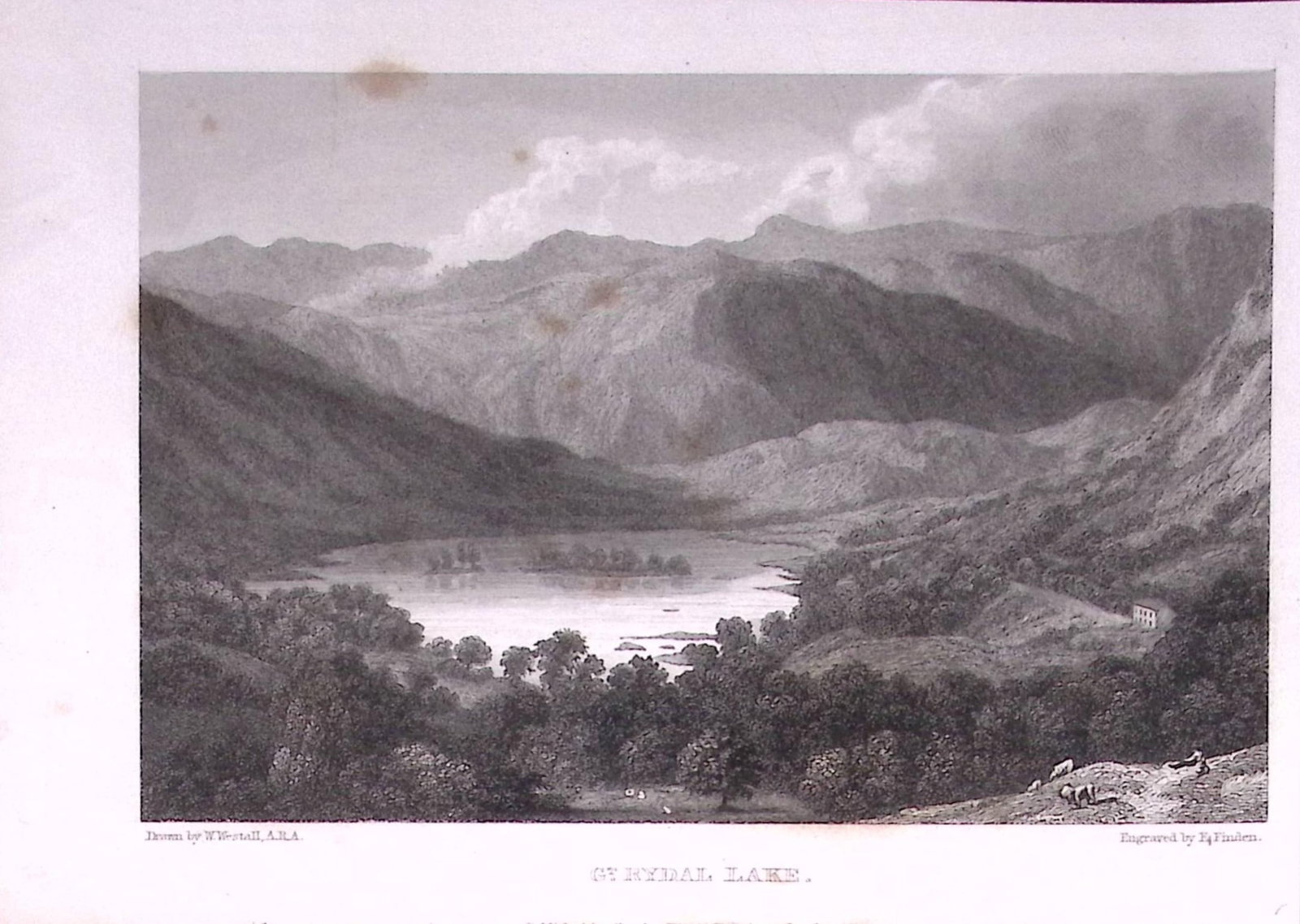 Rydall Lake The Lake District 196 Years-Old Antique Steel Engraving-9-TR (1 of 2)