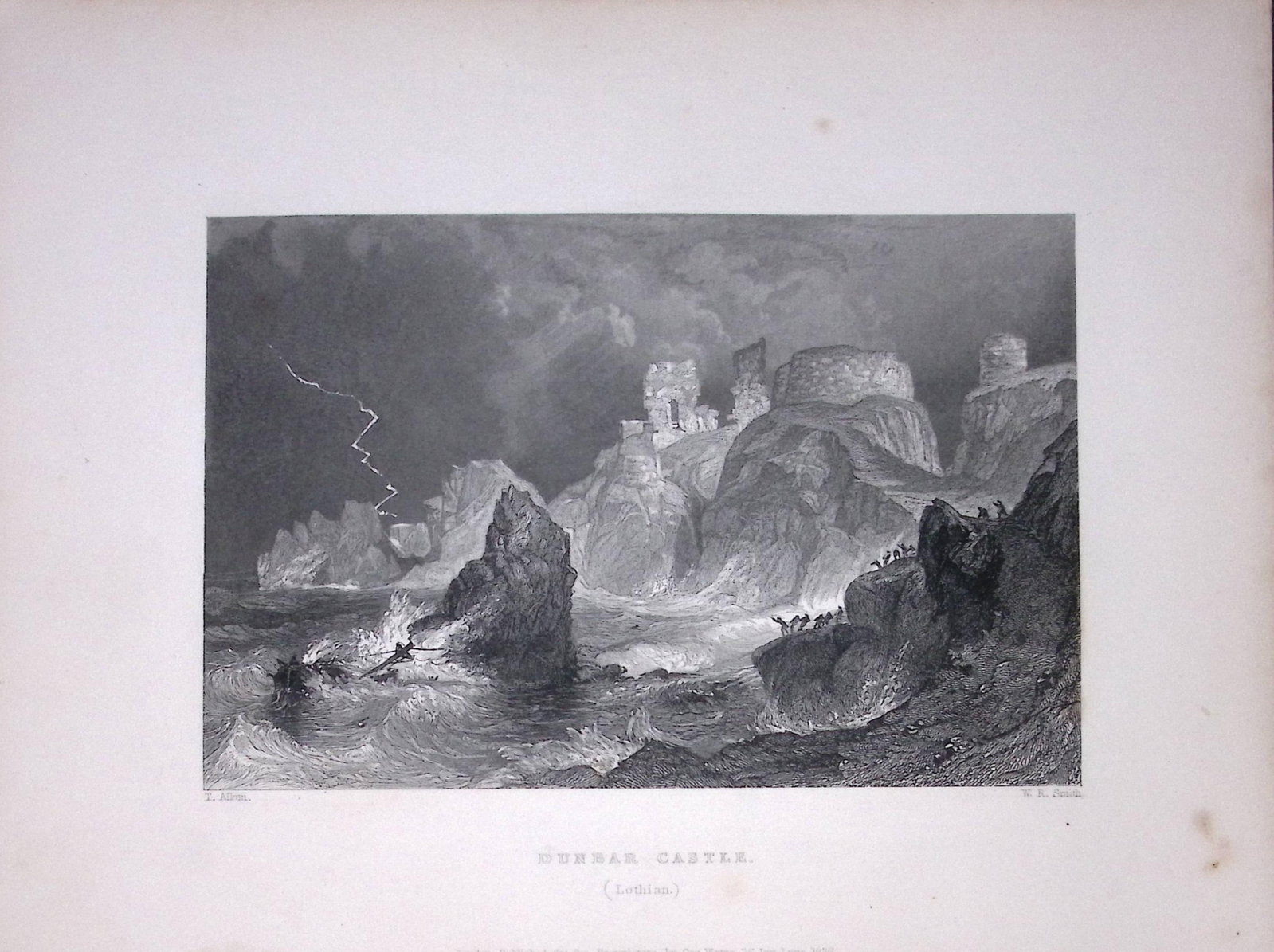 Dunbar Castle Lothian Scotland 188 Years-Old Antique Steel Engraving-7: Title: Dunbar Castle Lothian Scotland 188 Years-Old Antique Steel Engraving-7 Description: Scotland Illustrated in a Series of Views Takes Expressly for This Work by Messrs William Beattie. Th