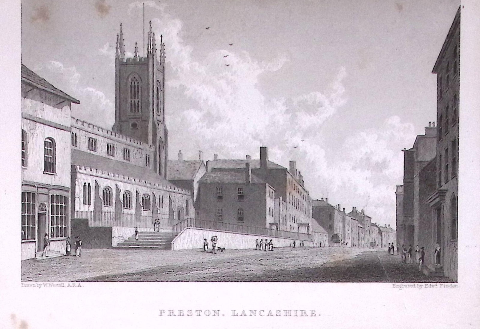 City of Preston Lancashire 196 Years-Old Antique Steel Engraving-36-TR (1 of 2)