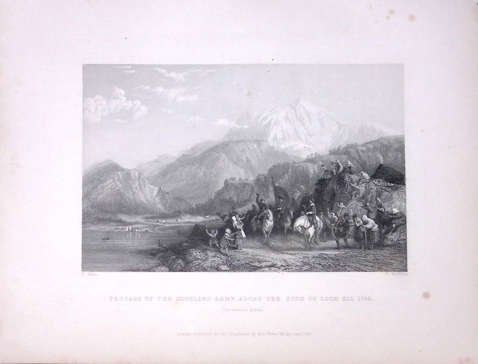 Highland Army Passing Loch Ell Scotland W Beattie 188 Years-Old Antique Steel Engraving-36: Title: Highland Army Passing Loch Ell Scotland W Beattie 188 Years-Old Antique Steel Engraving-36 Description: Scotland Illustrated in a Series of Views Takes Expressly for This Work by Messrs