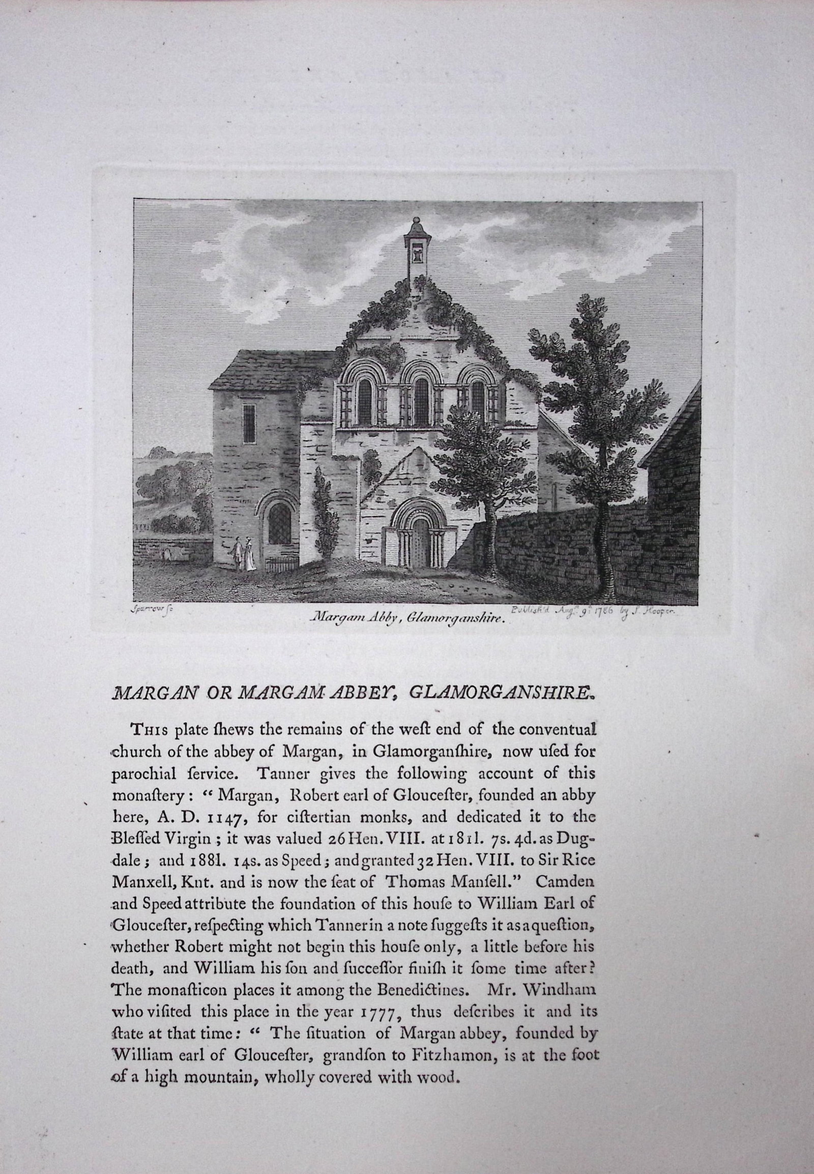 Wales Margam Abbey Glamorganshire F. Grose Antique Copper Engraving-56-TR: Title: Wales Margam Abbey Glamorganshire F. Grose Antique Copper Engraving-56-TR Description: This Antique Book Plate Was Removed from Francis Grose's Antiquities of England &Wales