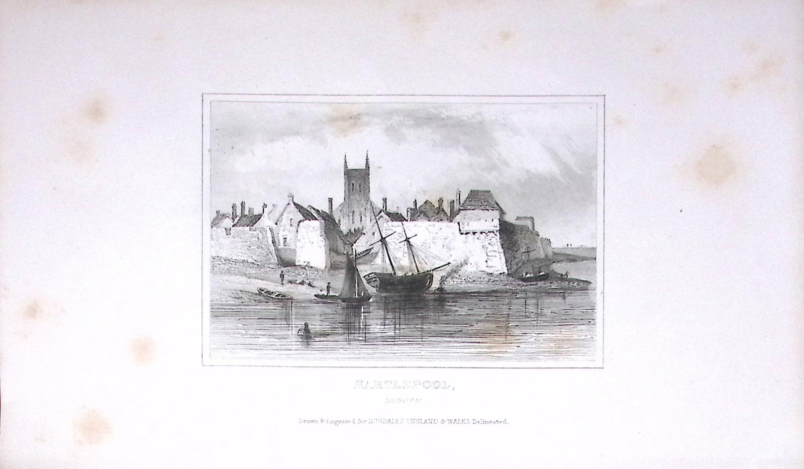 Hartlepool Dugdale & Archer Antique 180 Years-Old Copper Plate Print-30 (1 of 1)