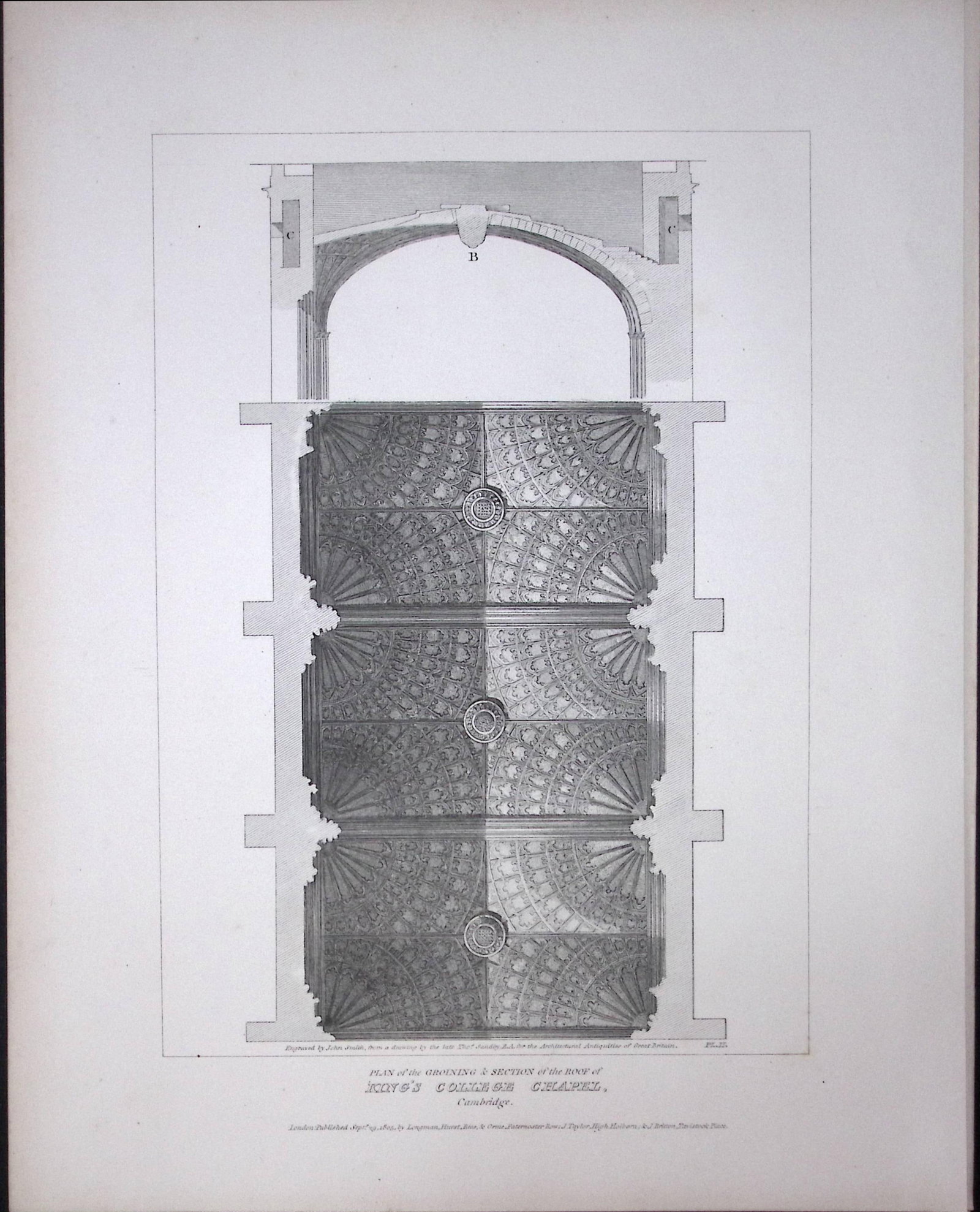 Kings College Cambridge Rare John Britton 191 Years-Old Antique Steel Engraving-10 (1 of 2)