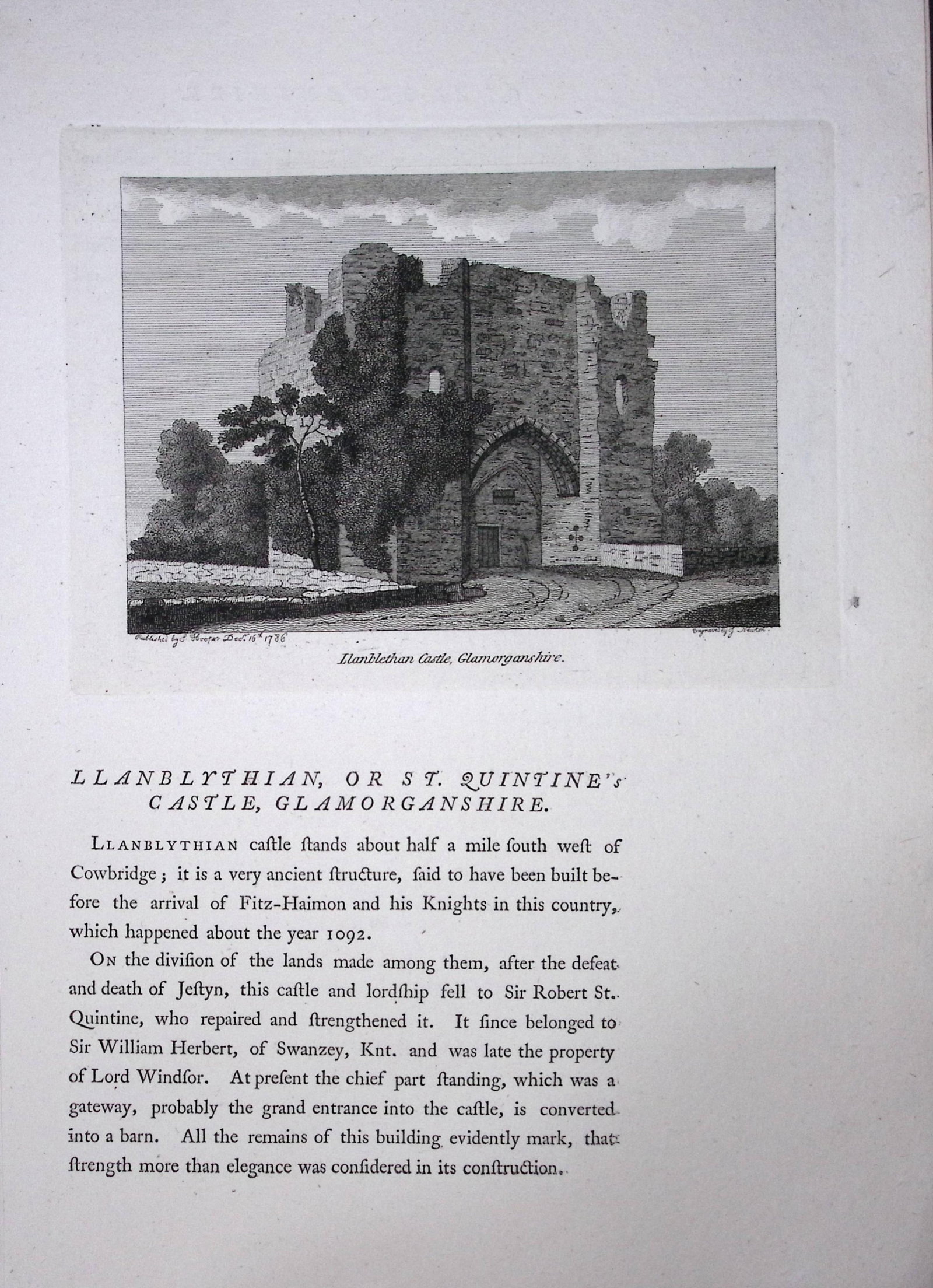 Wales St Quintine’s Castle F. Grose Antique Copper Engraving-51-TR: Title: Wales St Quintine’s Castle F. Grose Antique Copper Engraving-51-TR Description: This Antique Book Plate Was Removed from Francis Grose's Antiquities of England &Wales Published 