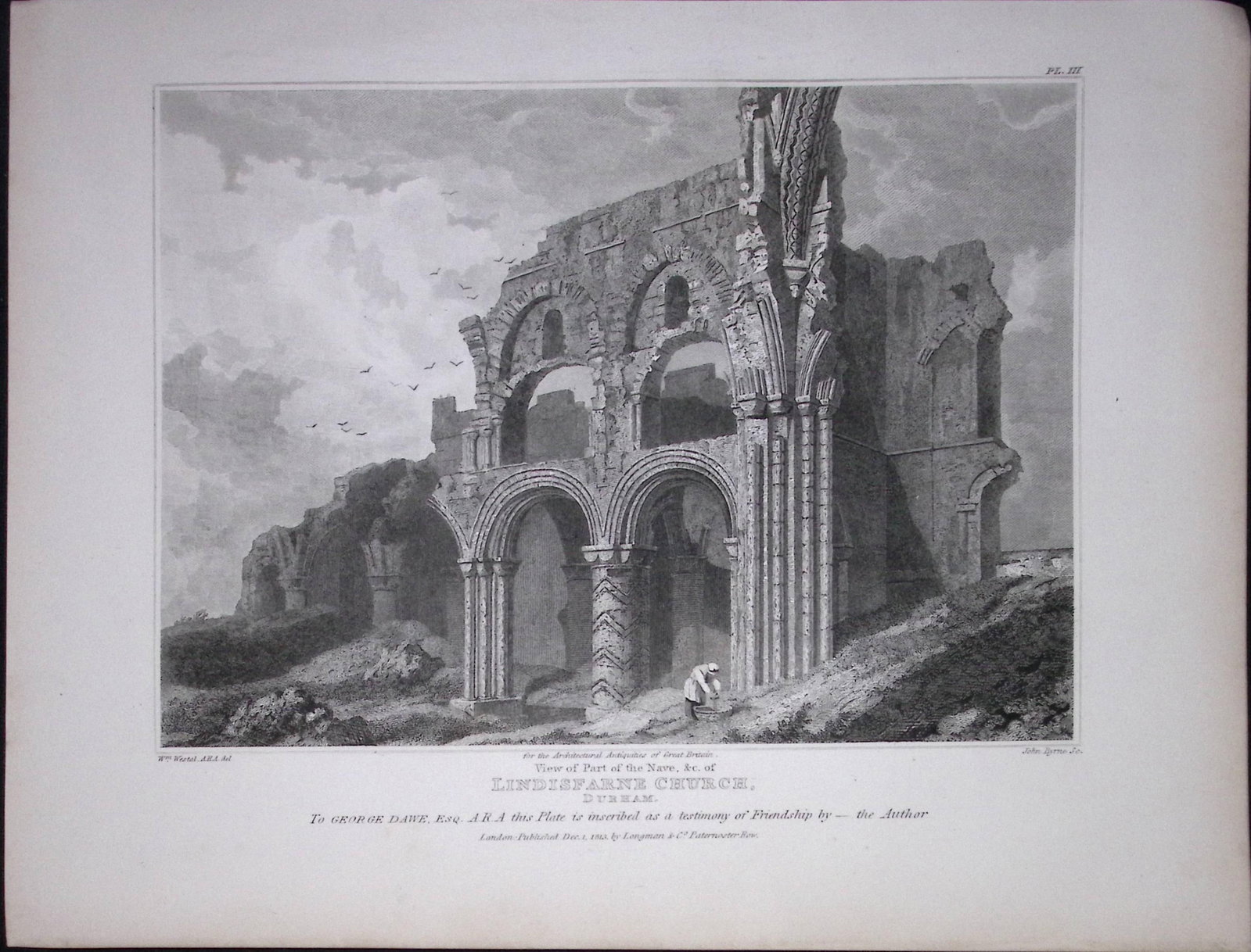 Lindisfarne Church Durham 190 Years-Old Rare John Britton Antique Steel Engraving-82: Title: Lindisfarne Church Durham 190 Years-Old Rare John Britton Antique Steel Engraving-82 Description: This 191 Years-Old Steel Gilt-Edged Engraved Plate Has Been Removed from an Antique Edition