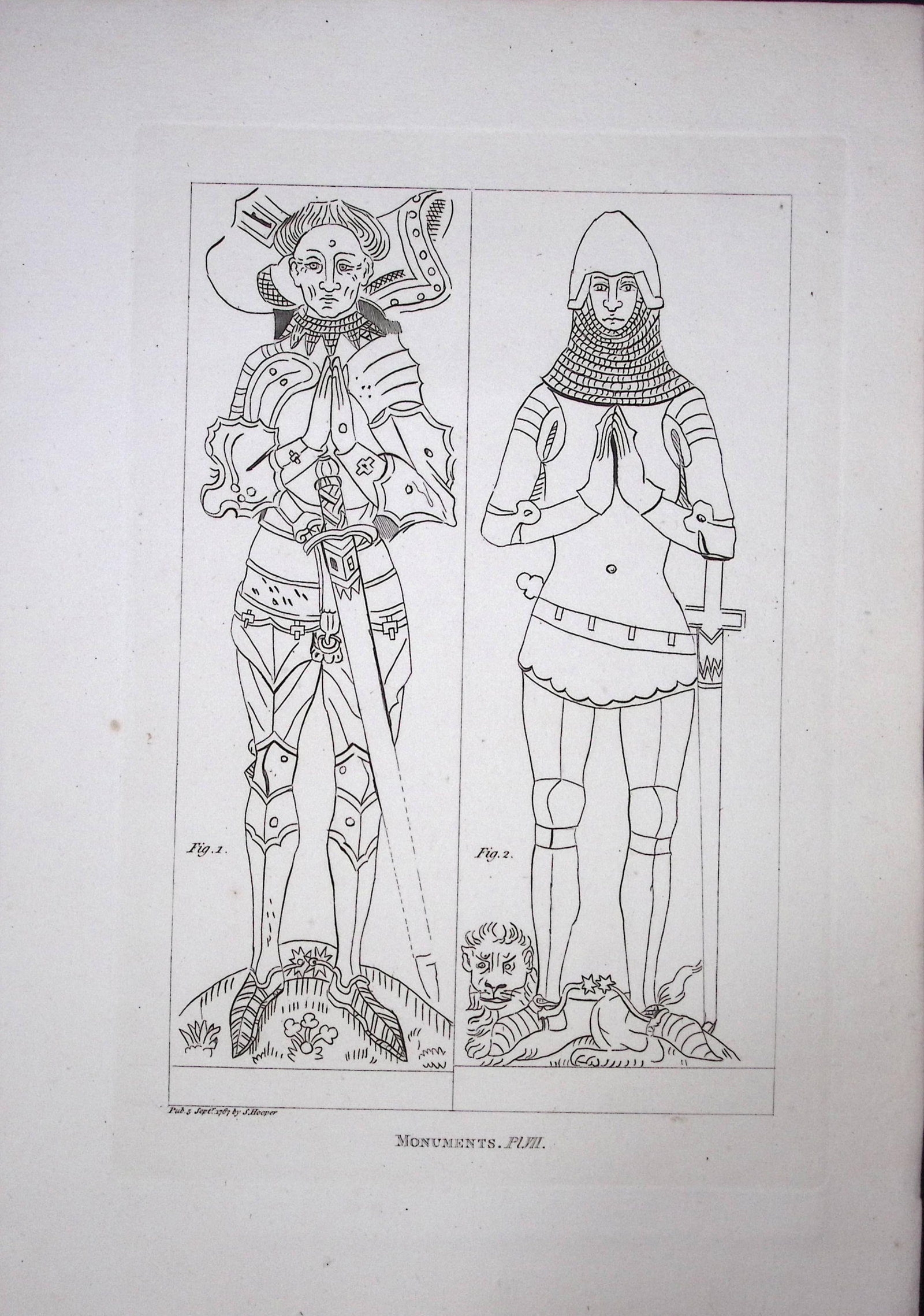 Medieval Soldiers in Battledress Monuments F. Grose Antique Copper Engraving-76-TR: Title: Medieval Soldiers in Battledress Monuments F. Grose Antique Copper Engraving-76-TR Description: This Antique Book Plate Was Removed from Francis Grose's Antiquities of England &Wales