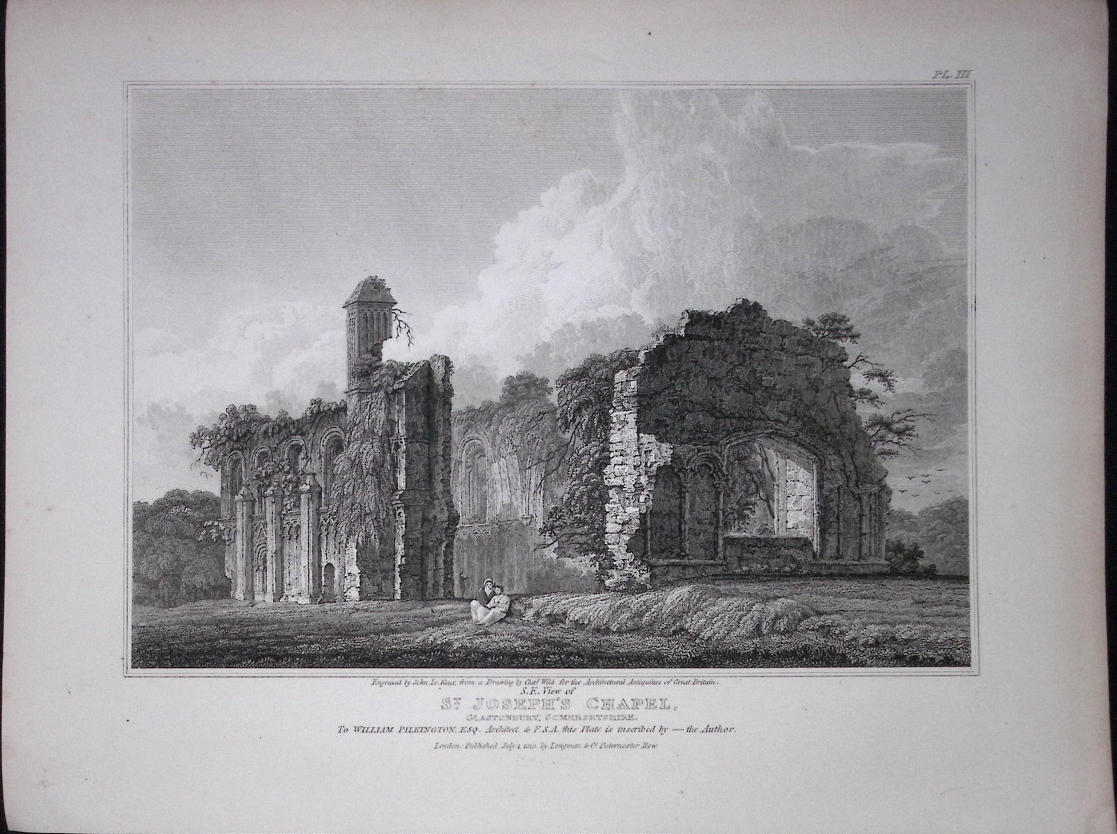 Glastonbury St Josephs Chapel 190 Years-Old Rare John Britton Antique Steel Engraving-132: Title: Glastonbury St Josephs Chapel 190 Years-Old Rare John Britton Antique Steel Engraving-132 Description: This 191 Years-Old Steel Gilt-Edged Engraved Plate Has Been Removed from an Antique Edi