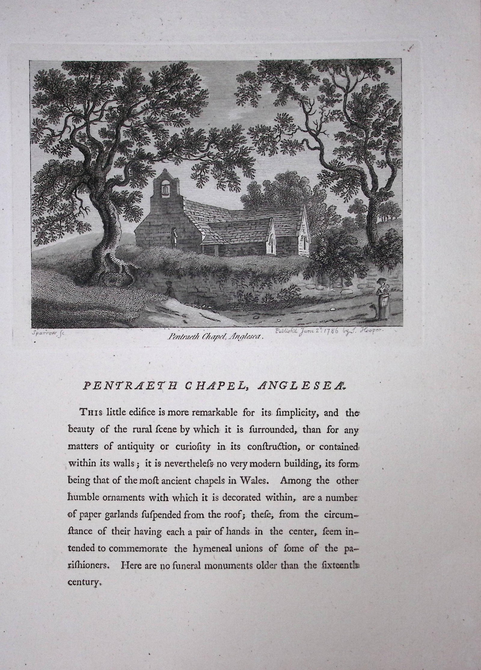 Wales Pentraeth Chapel Anglesey F. Grose Antique Copper Engraving-60-TR: Title: Wales Pentraeth Chapel Anglesey F. Grose Antique Copper Engraving-60-TR Description: This Antique Book Plate Was Removed from Francis Grose's Antiquities of England &Wales Published 