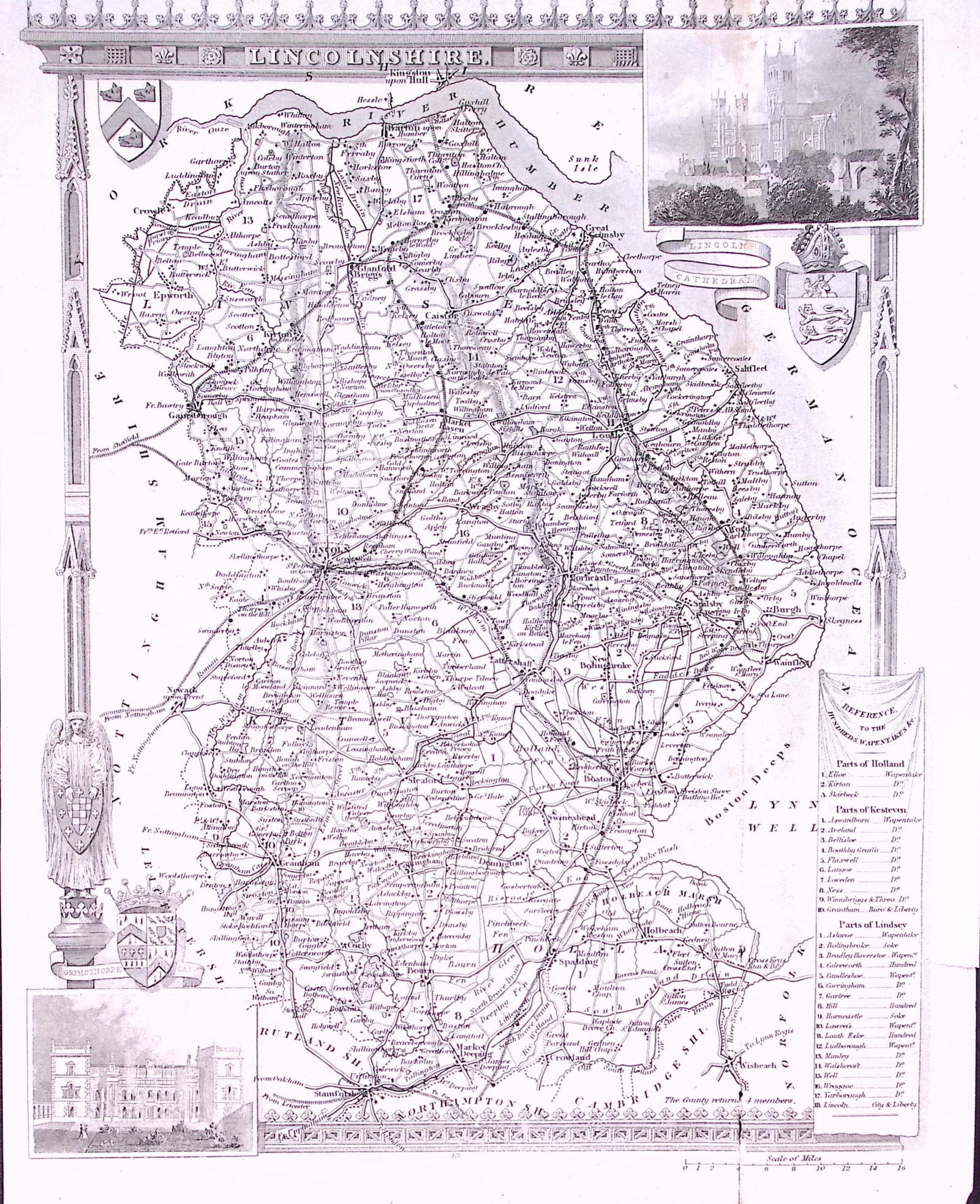 County Lincolnshire Detailed 178 years-Old Antique Steel Engraving Map-17-TR (1 of 2)