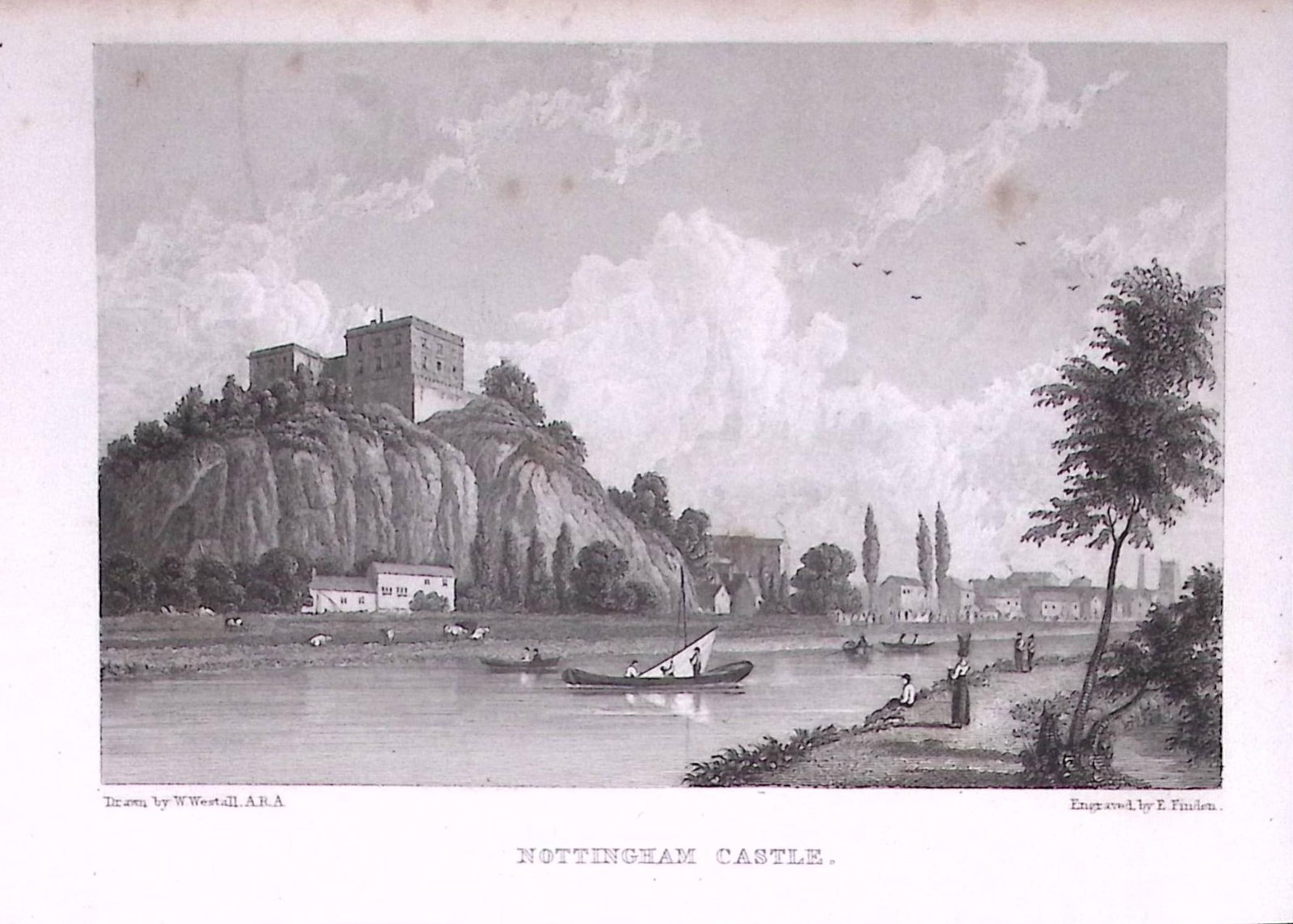 Nottingham Castle 196 Years-Old Antique Steel Engraving-38-TR: Title: Nottingham Castle 196 Years-Old Antique Steel Engraving-38-TR Description: This Steel Engraved Print Has Been Removed from an Antique Edition of. Great Britain Illustrated by William Wes
