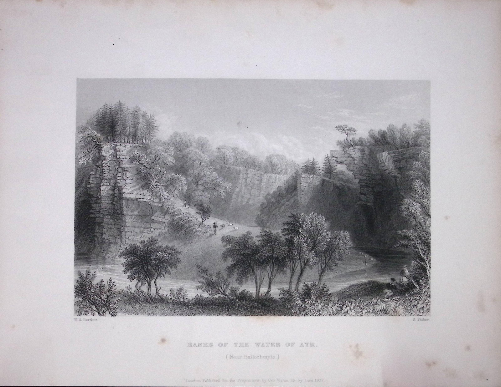 Ayr Banks of The Water Scotland 188 Years-Old Antique Steel Engraving-19: Title: Ayr Banks of The Water Scotland 188 Years-Old Antique Steel Engraving-19 Description: Scotland Illustrated in a Series of Views Takes Expressly for This Work by Messrs William Beattie. T