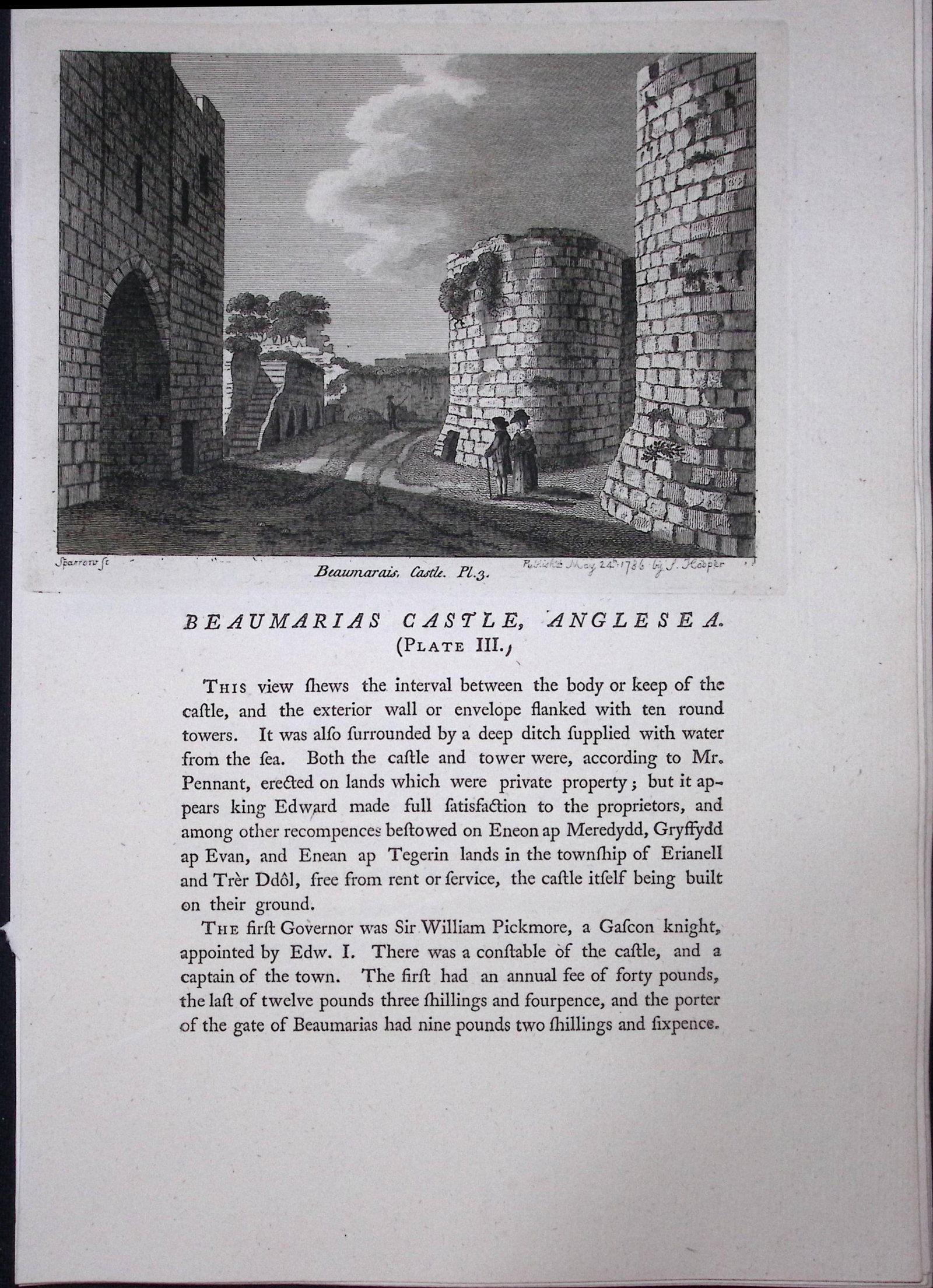 Wales Beaumaris Church Anglesey F. Grose Antique Copper Engraving-69-TR: Title: Wales Beaumaris Church Anglesey F. Grose Antique Copper Engraving-69-TR Description: This Antique Book Plate Was Removed from Francis Grose's Antiquities of England &Wales Published 