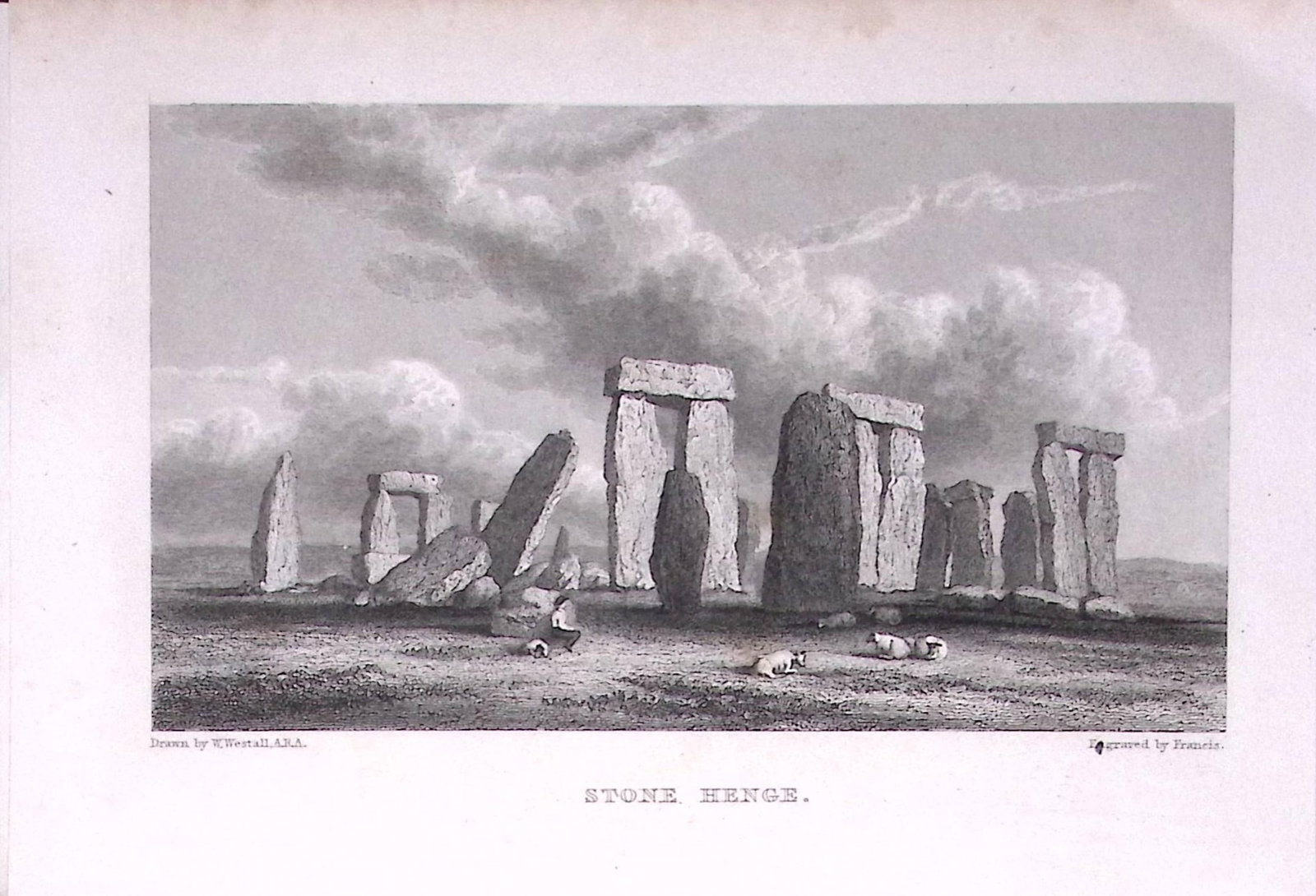 Stonehenge Wiltshire 196 Years-Old Antique Steel Engraving-20-TR (1 of 2)