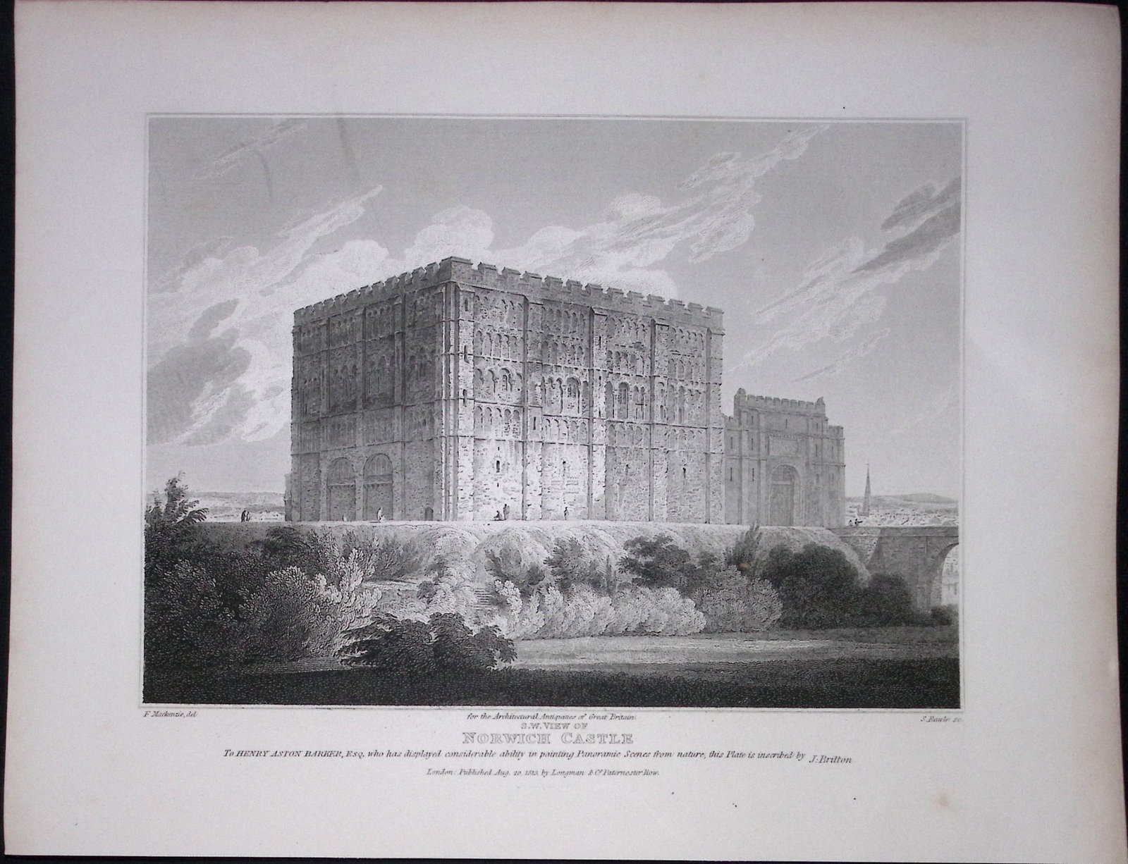 Norwich Castle Norfolk 190 Years-Old Rare John Britton Antique Steel Engraving-115: Title: Norwich Castle Norfolk 190 Years-Old Rare John Britton Antique Steel Engraving-115 Description: This 191 Years-Old Steel Gilt-Edged Engraved Plate Has Been Removed from an Antique Edition of