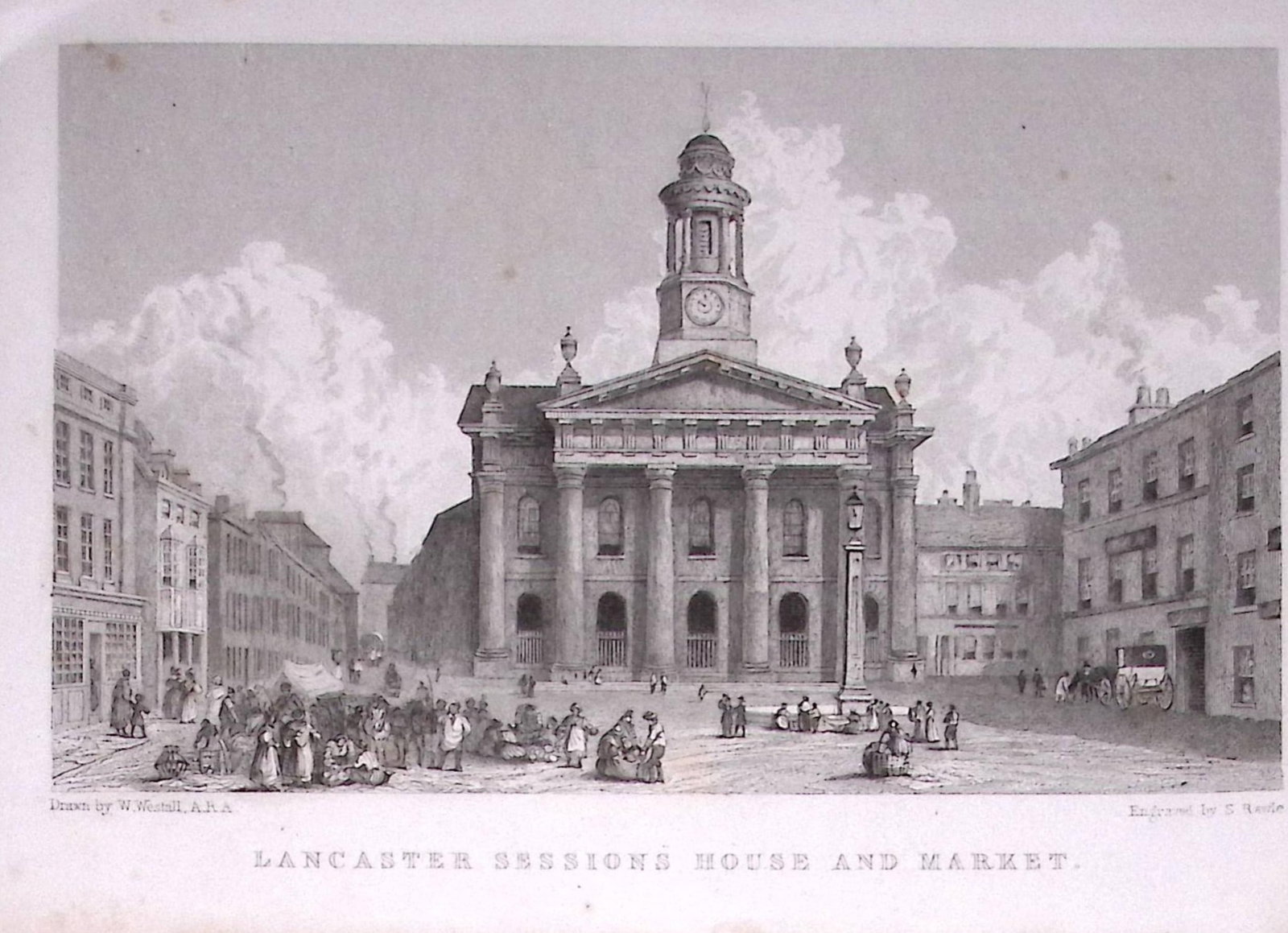 Lancaster Town Market Lancashire 196 Years-Old Antique Steel Engraving-66-TR: Title: Lancaster Town Market Lancashire 196 Years-Old Antique Steel Engraving-66-TR Description: This Steel Engraved Print Has Been Removed from an Antique Edition of. Great Britain Illustrated