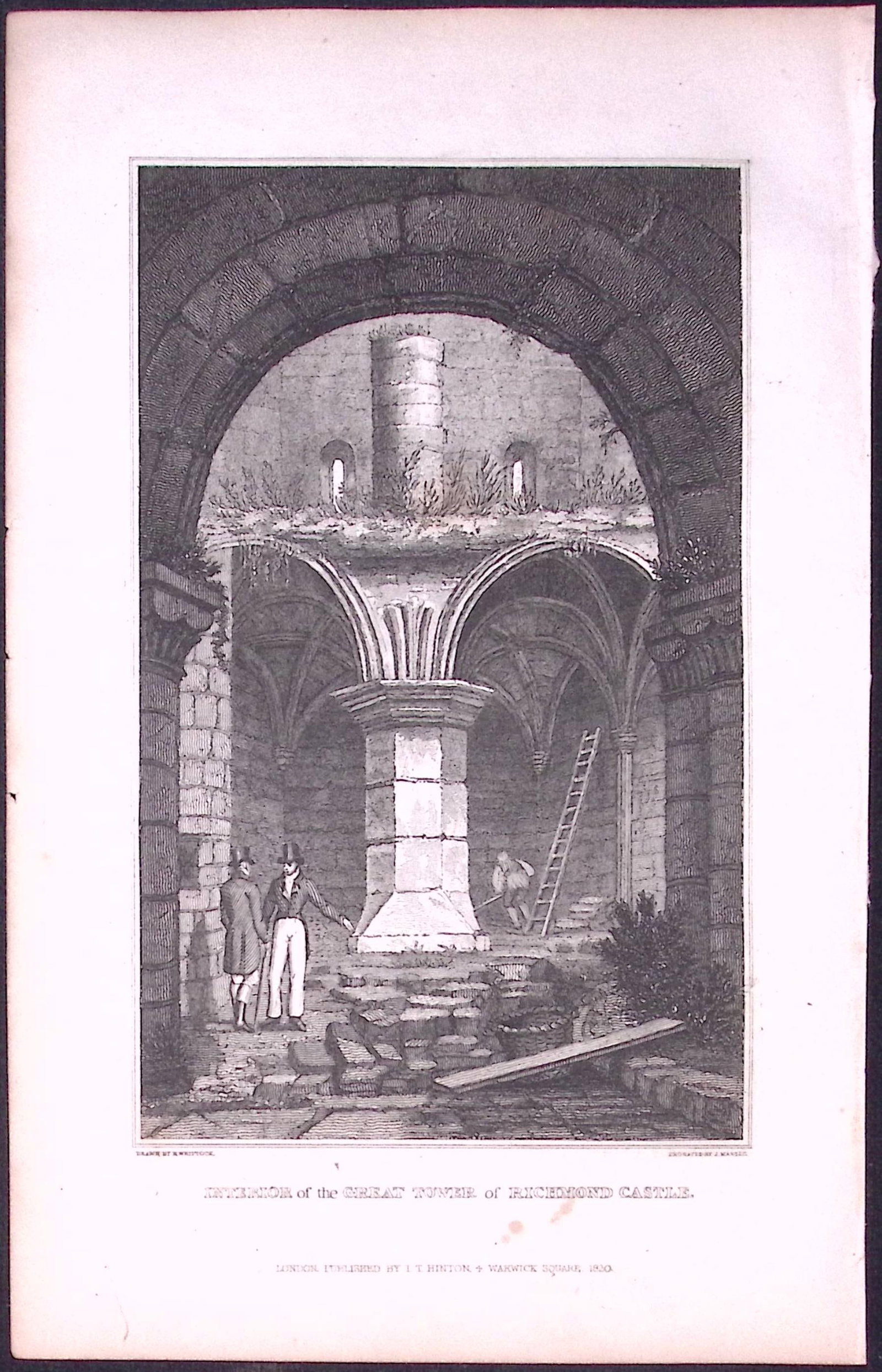 Richmond Castle Yorkshire 198 Years-Old Thomas Allen Antique Steel Engraving-3: Title: Richmond Castle Yorkshire 198 Years-Old Thomas Allen Antique Steel Engraving-3 Description: This 198 Years-Old Steel Engraved Plate Has Been Removed from an Antique Edition of. A New and
