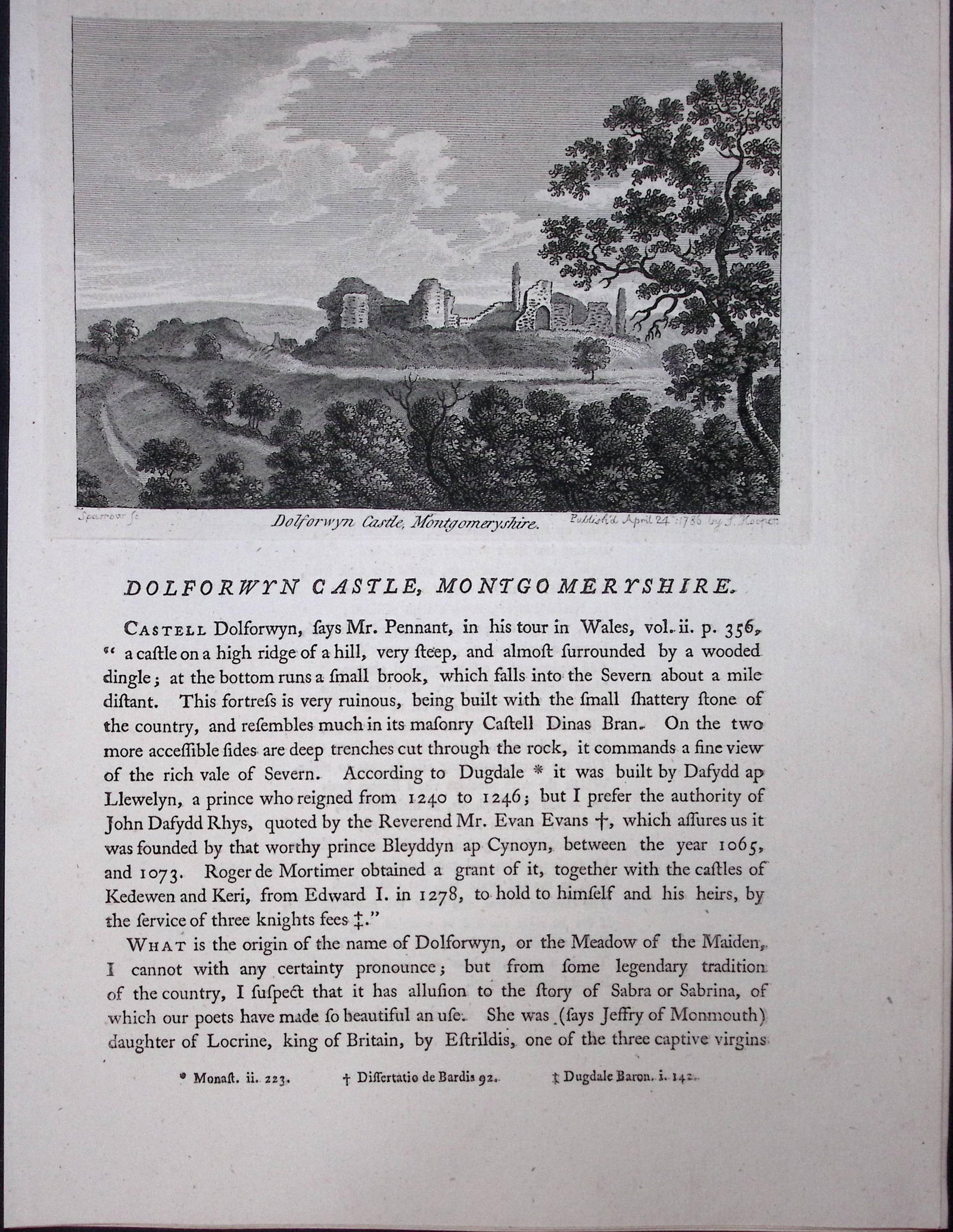 Wales Dolforwyn Castle Powys F. Grose Antique Copper Engraving-54-TR: Title: Wales Dolforwyn Castle Powys F. Grose Antique Copper Engraving-54-TR Description: This Antique Book Plate Was Removed from Francis Grose's Antiquities of England &Wales Published 