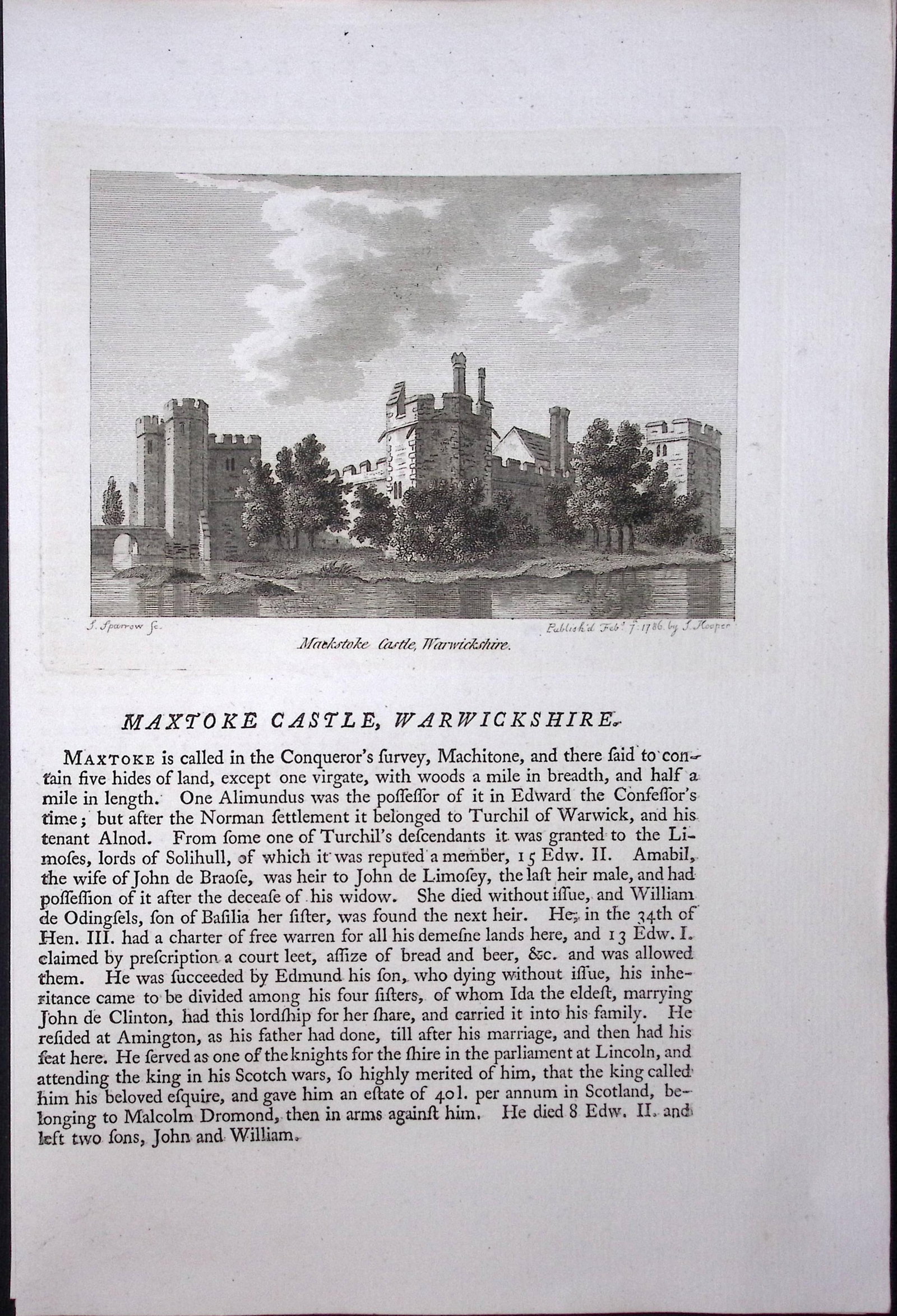 Warwickshire Maxtoke Castle F. Grose Antique Copper Engraving-17-TR: Title: Warwickshire Maxtoke Castle F. Grose Antique Copper Engraving-17-TR Description: This Antique Book Plate Was Removed from Francis Grose's Antiquities of England &Wales Published (
