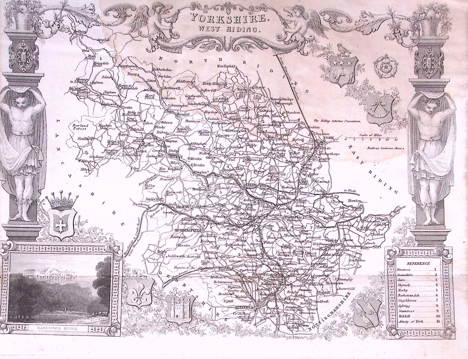 Yorkshire West Riding Detailed 178 years-Old Antique Steel Engraving Map-27-TR: Title: Yorkshire West Riding Detailed 178 years-Old Antique Steel Engraving Map-27-TR Description: This Folded Antique Map Was Remove from an Edition of History of England By Tobias Smollett. P