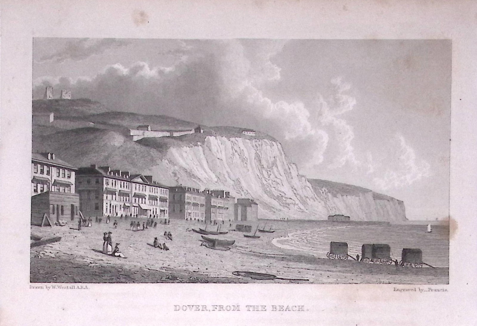 Dover From The Beach 196 Years-Old Antique Steel Engraving-61-TR: Title: Dover From The Beach 196 Years-Old Antique Steel Engraving-61-TR Description: This Steel Engraved Print Has Been Removed from an Antique Edition of. Great Britain Illustrated by William